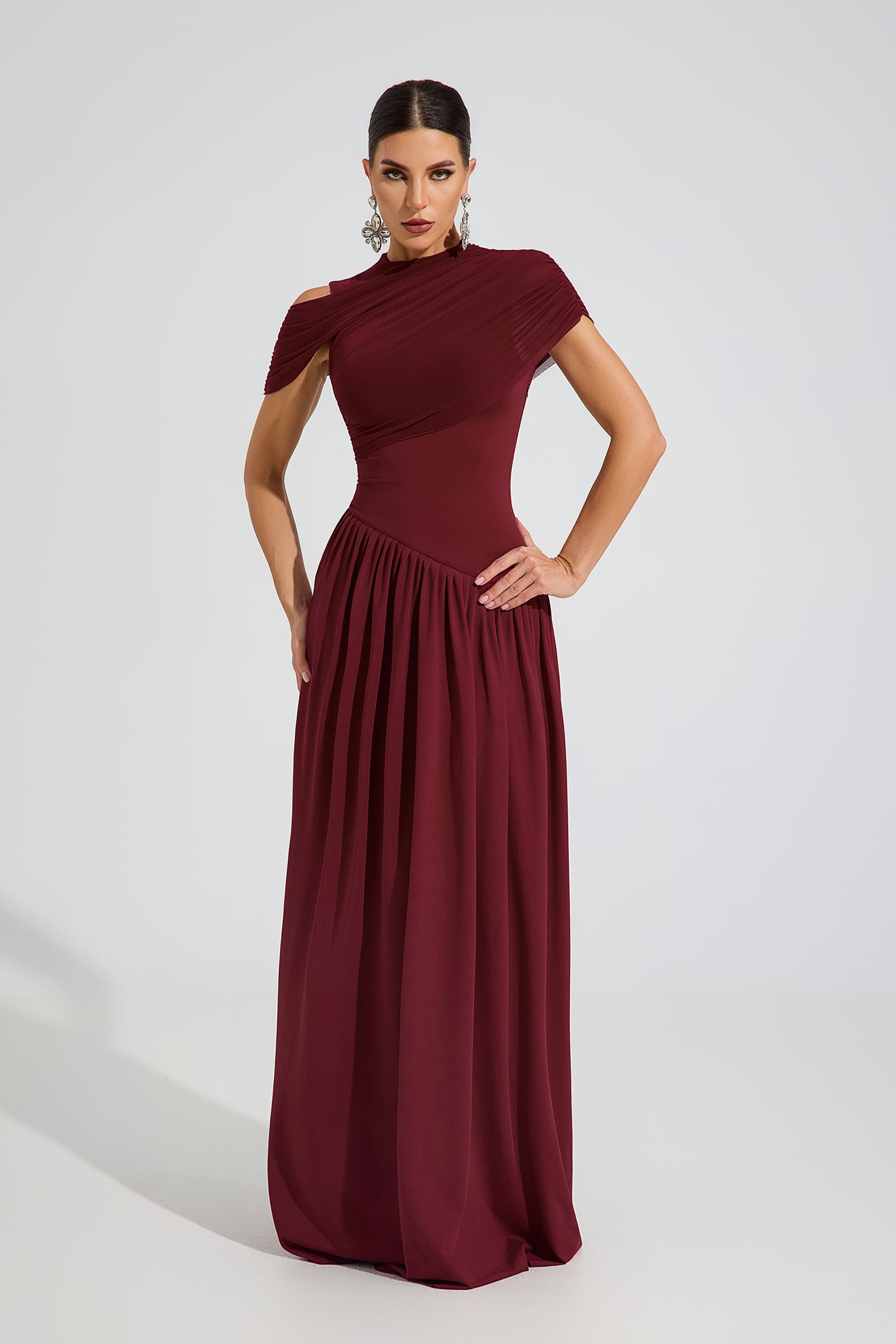 Lilith One-Shoulder Draped Evening Maxi Dress