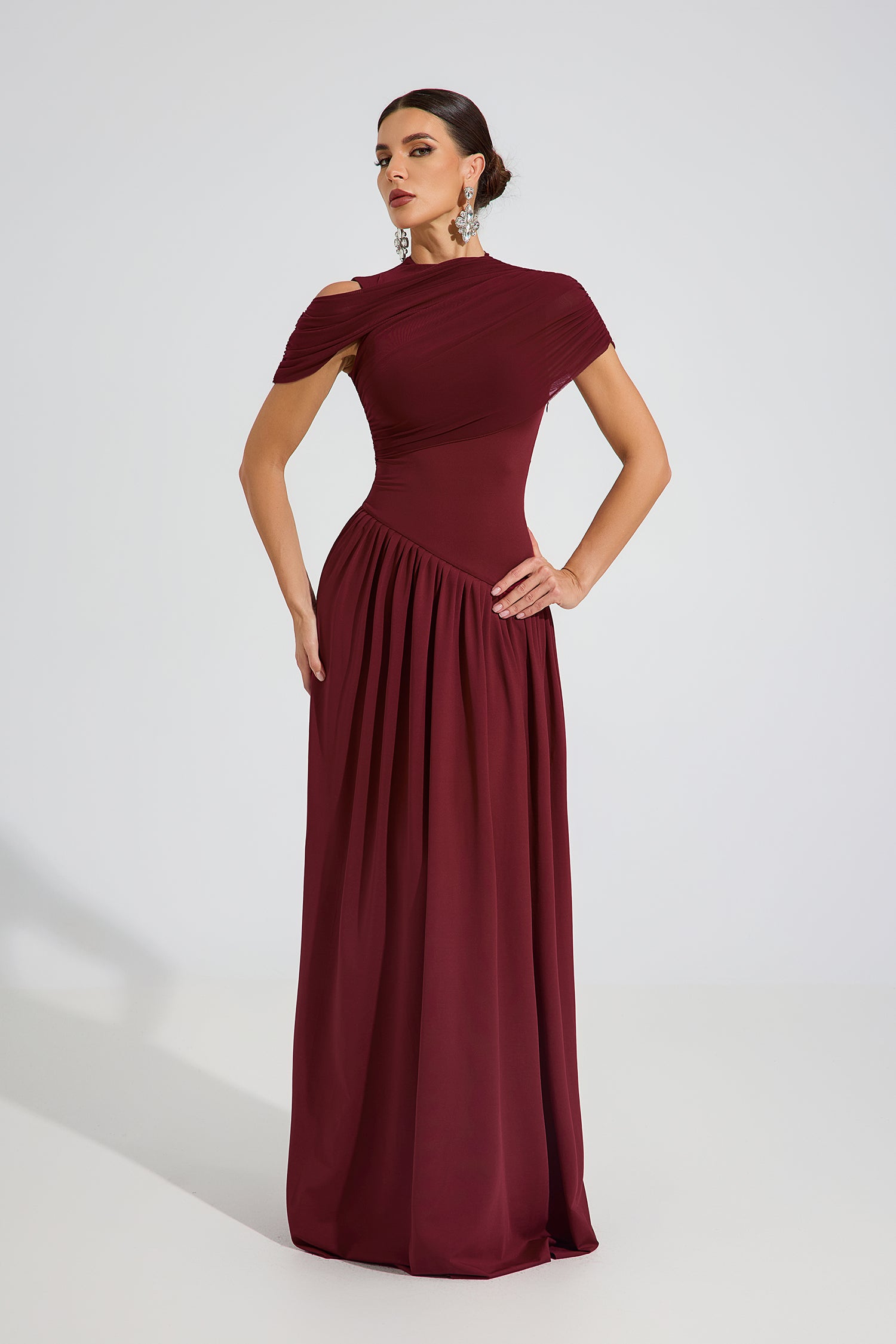 Lilith One-Shoulder Draped Evening Maxi Dress