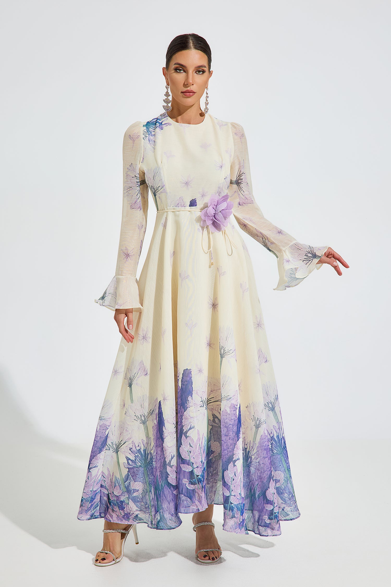 Sharon Lilac Bloom Chiffon Maxi Dress