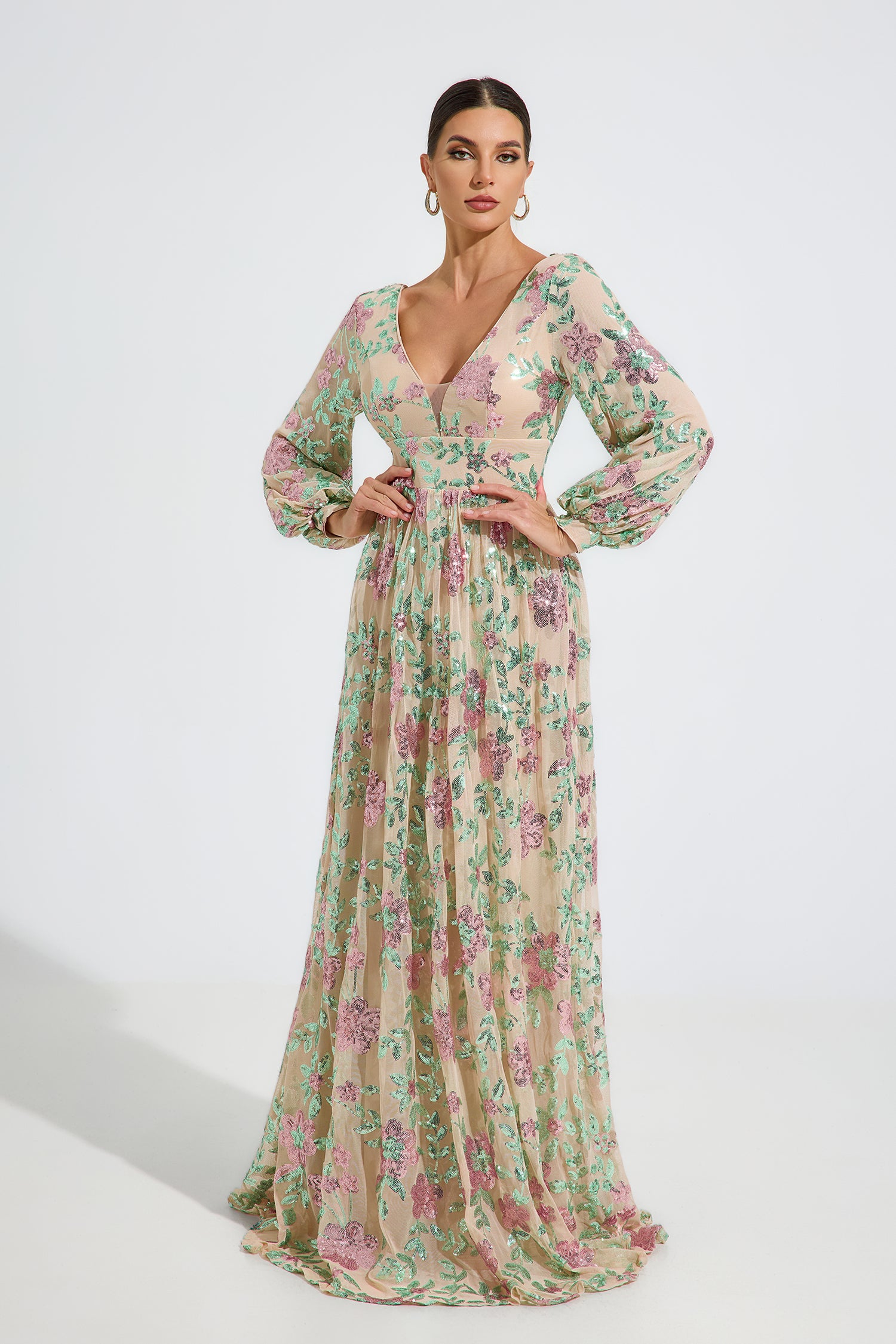 Amabel Blossom Embroidered Maxi Dress