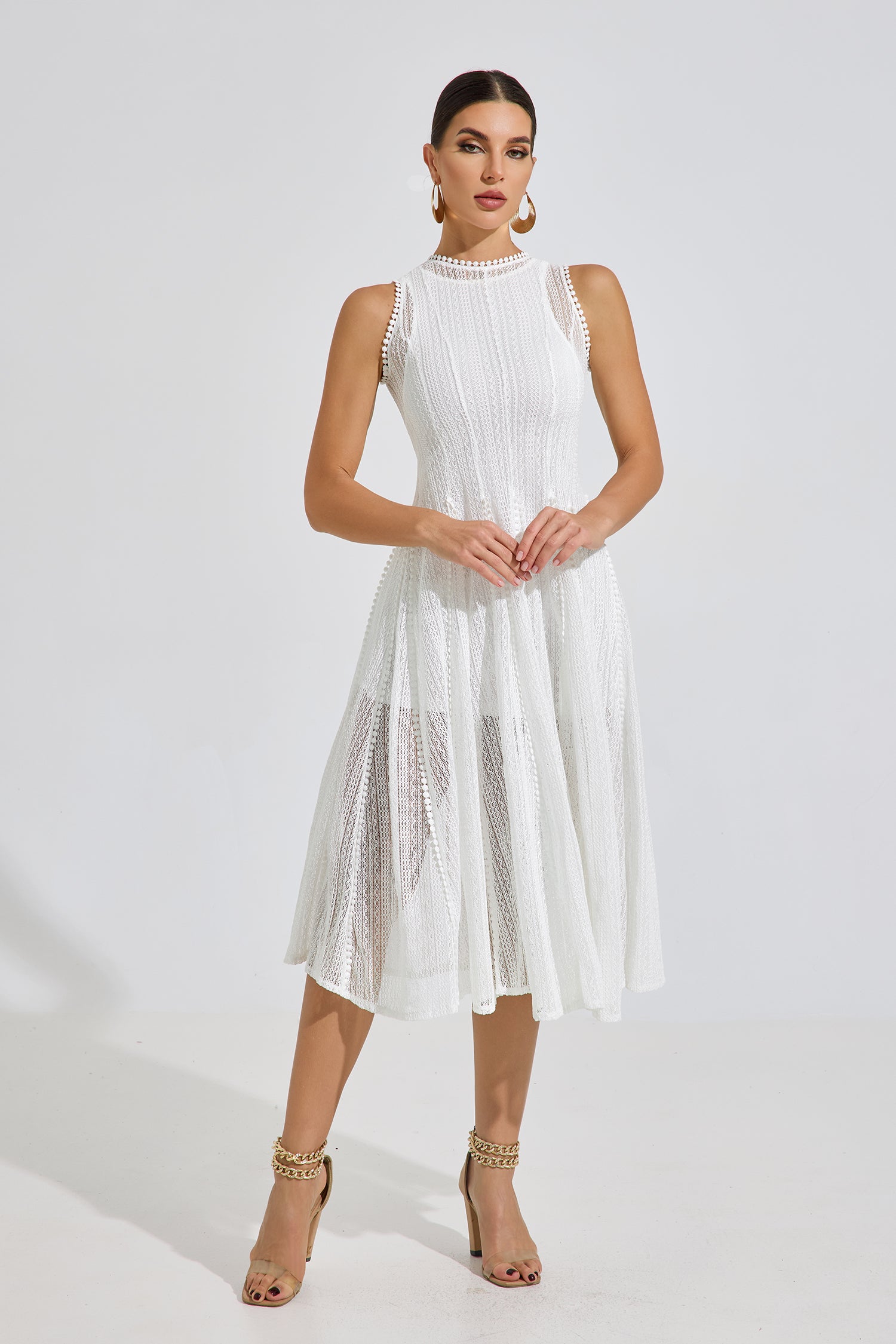 Lesley White Whisper Lace Midi Dress