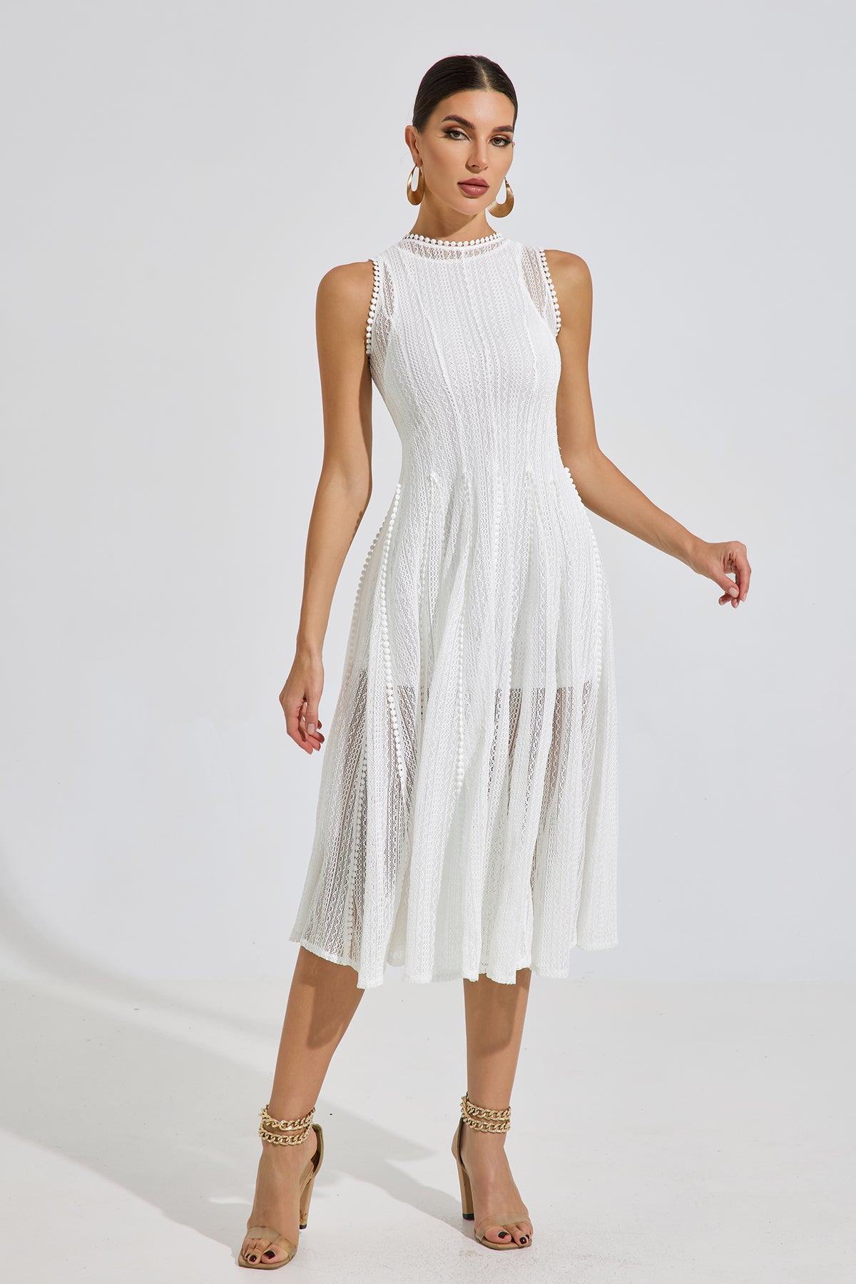 Lesley White Whisper Lace Midi Dress
