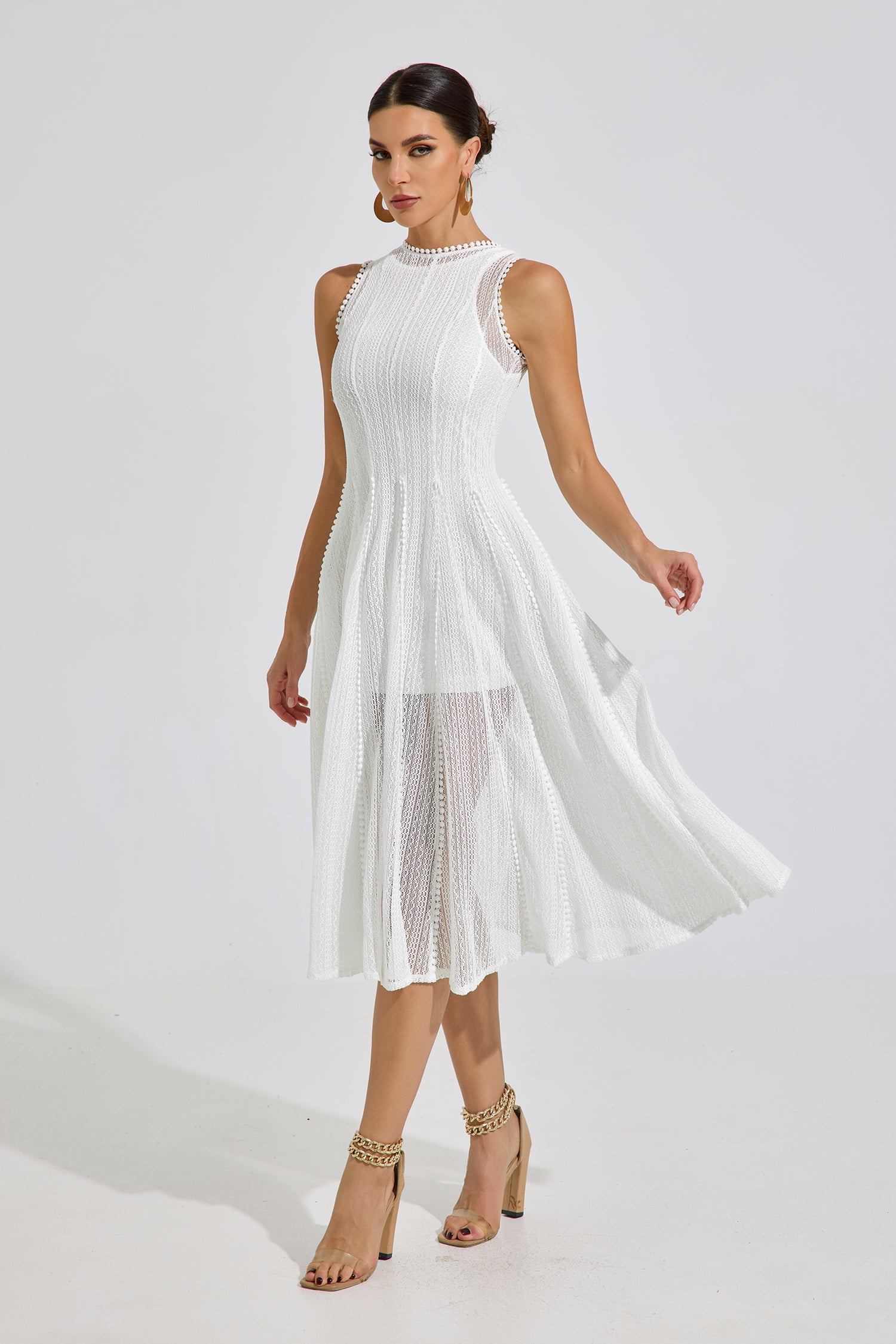 Lesley White Whisper Lace Midi Dress