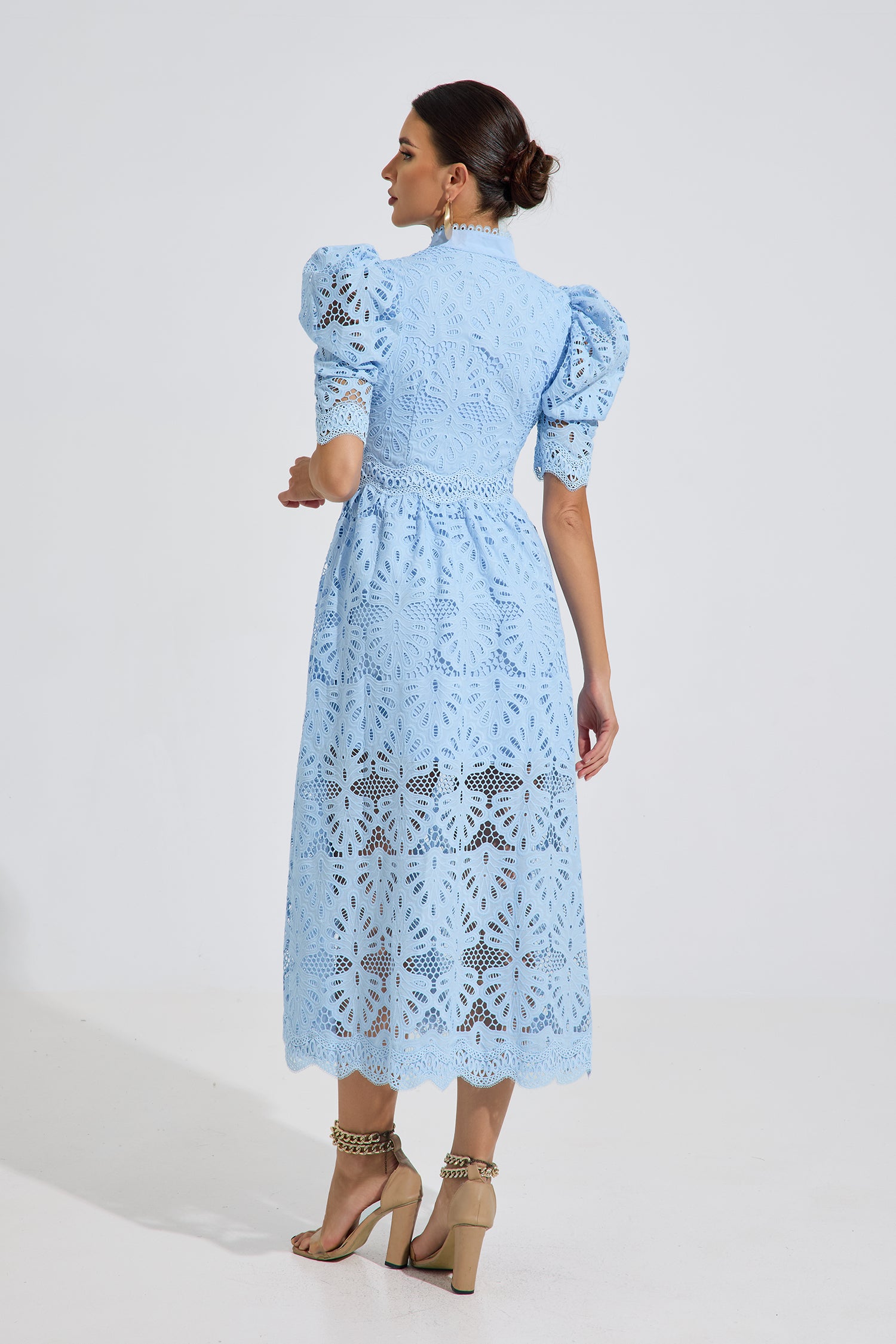 Romilly Sky Lace Midi Dress