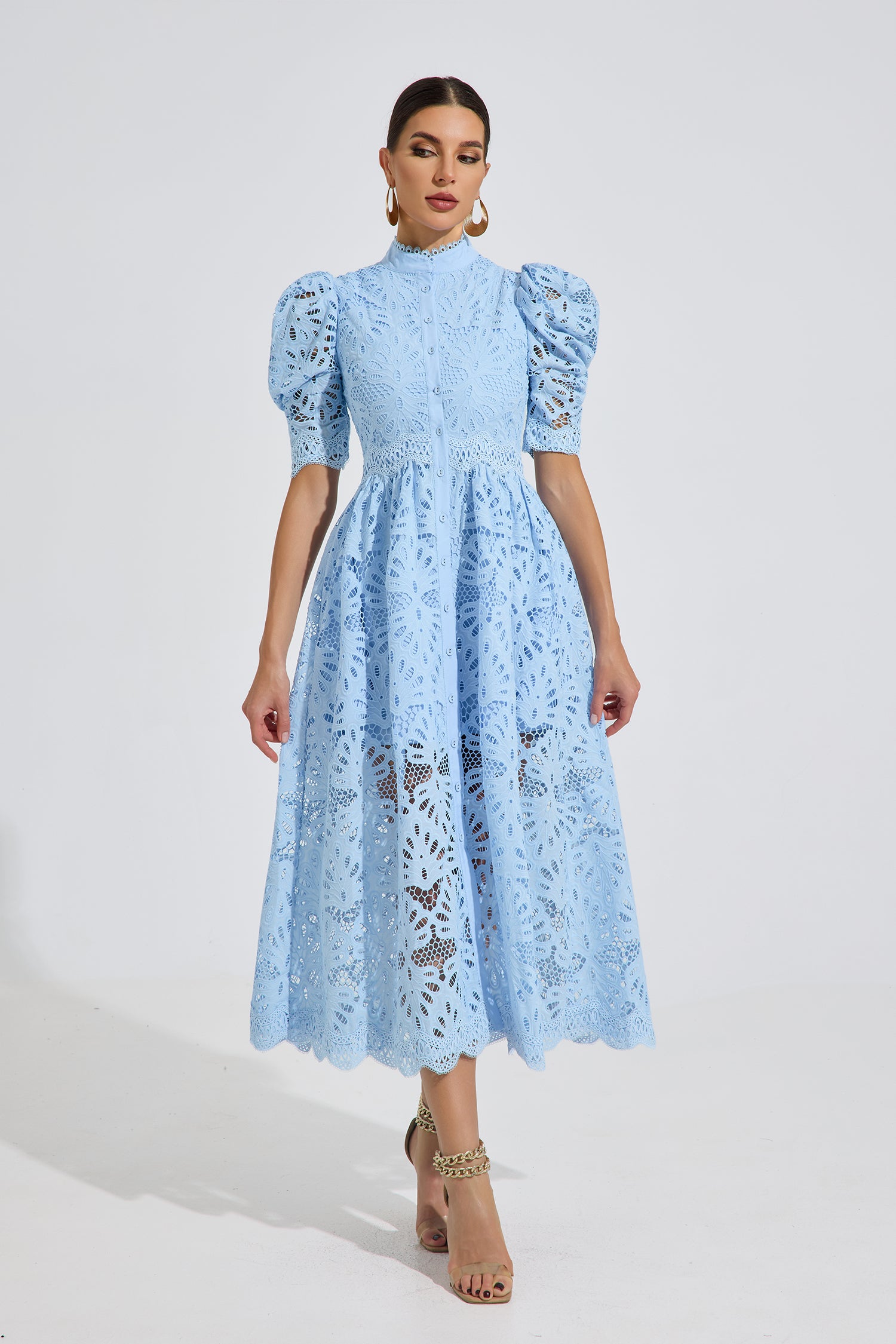 Romilly Sky Lace Midi Dress