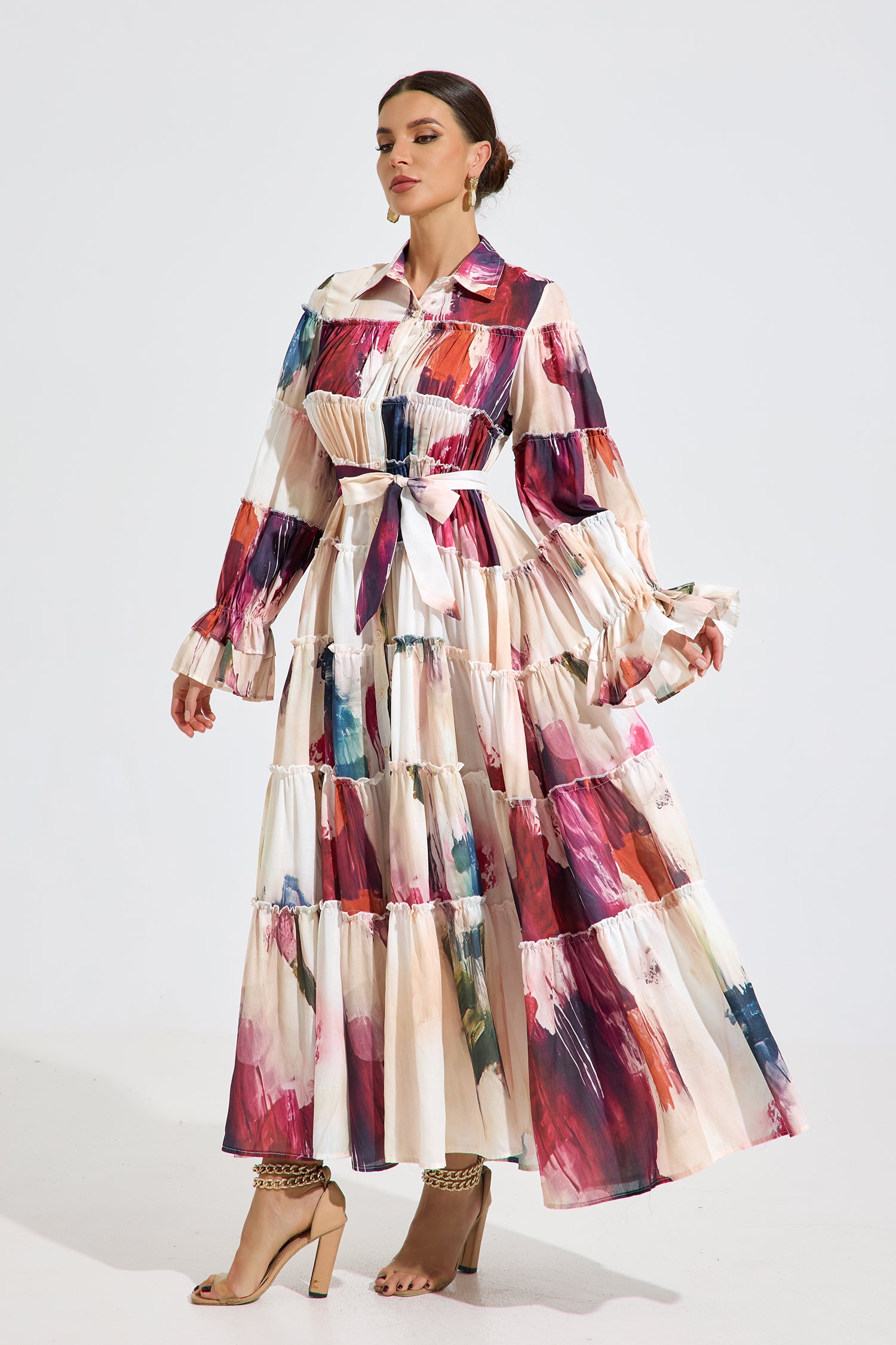 Barbara Abstract Bloom Maxi Dress