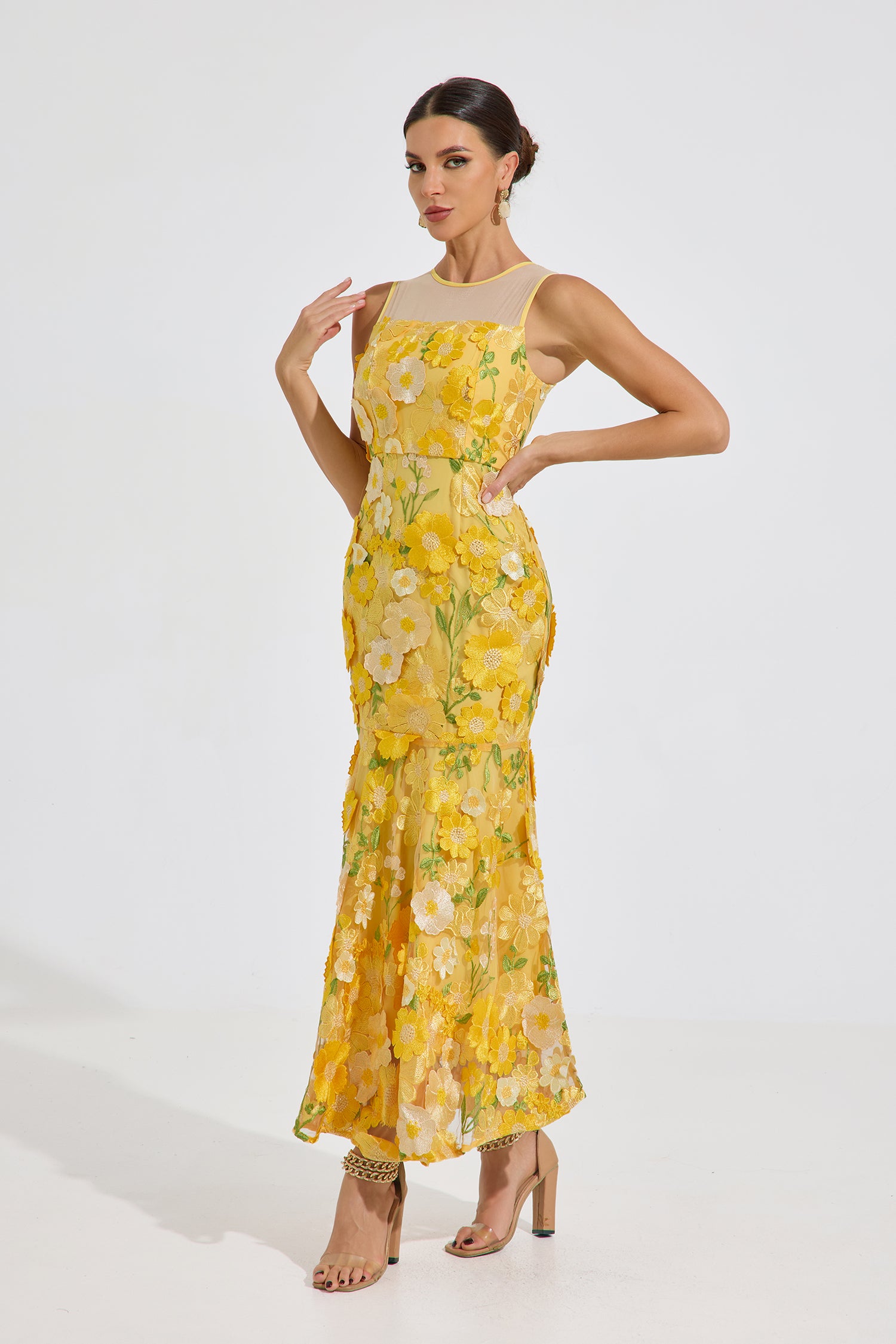 Vivienne Bloom Embroidered Midi Dress