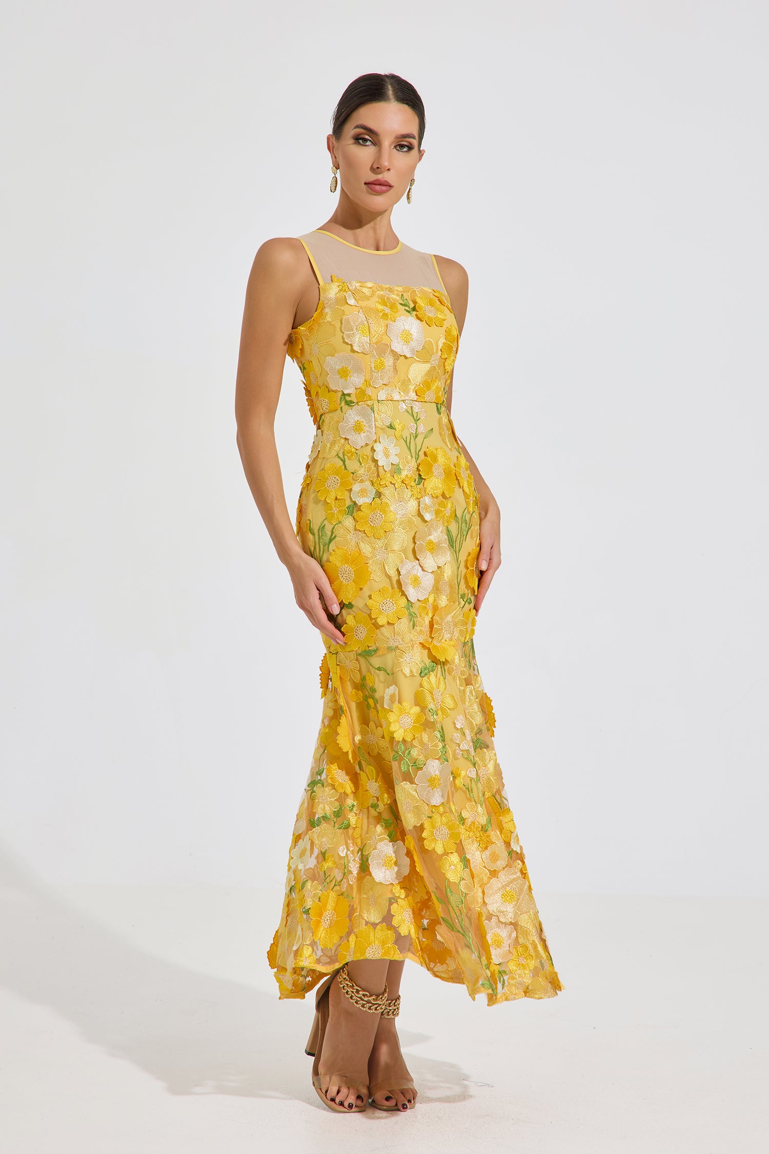 Vivienne Bloom Embroidered Midi Dress