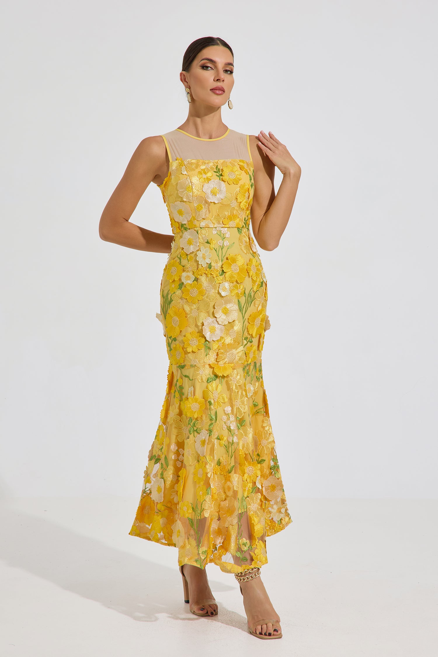 Vivienne Bloom Embroidered Midi Dress