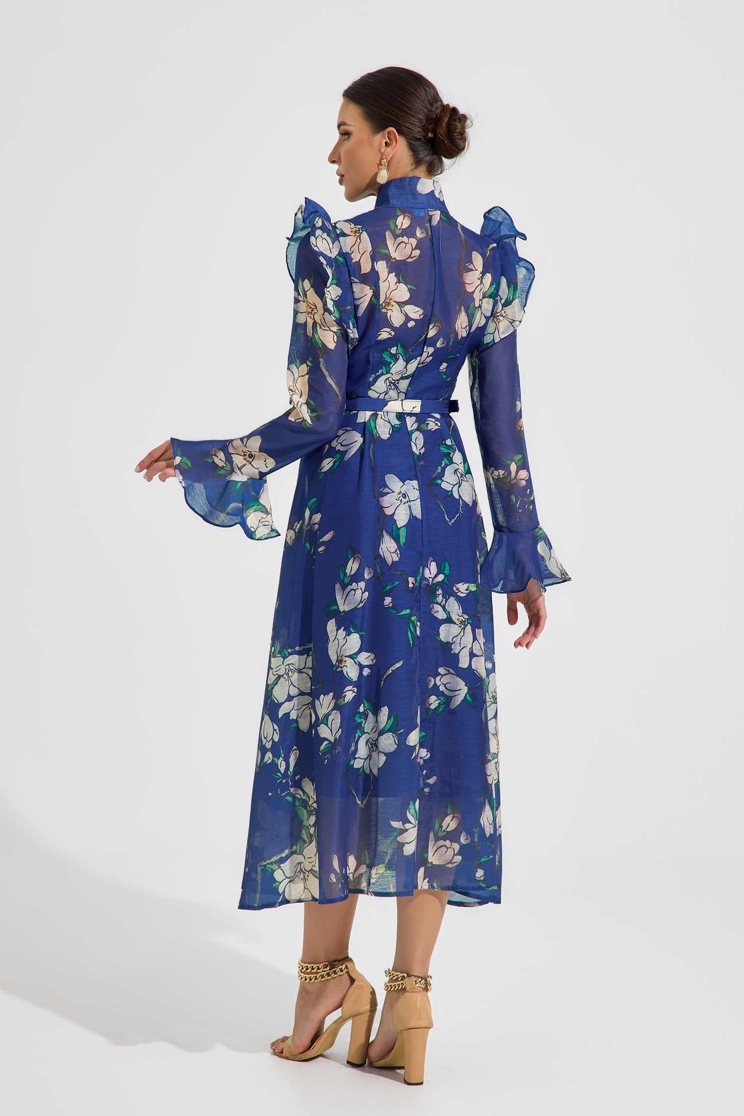 Elizabeth Bloom Chiffon Midi Dress