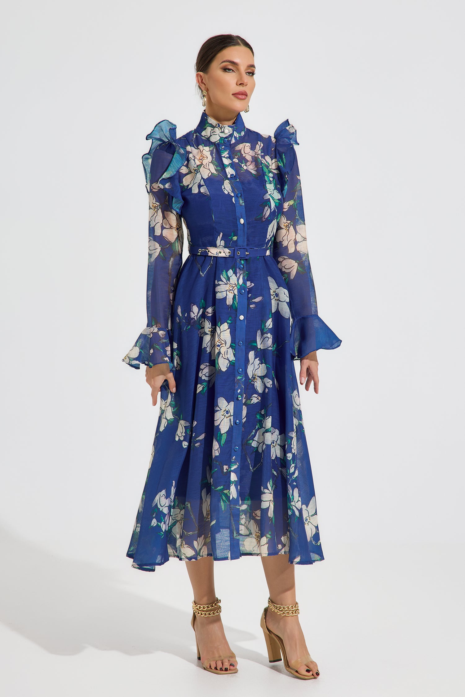 Elizabeth Bloom Chiffon Midi Dress