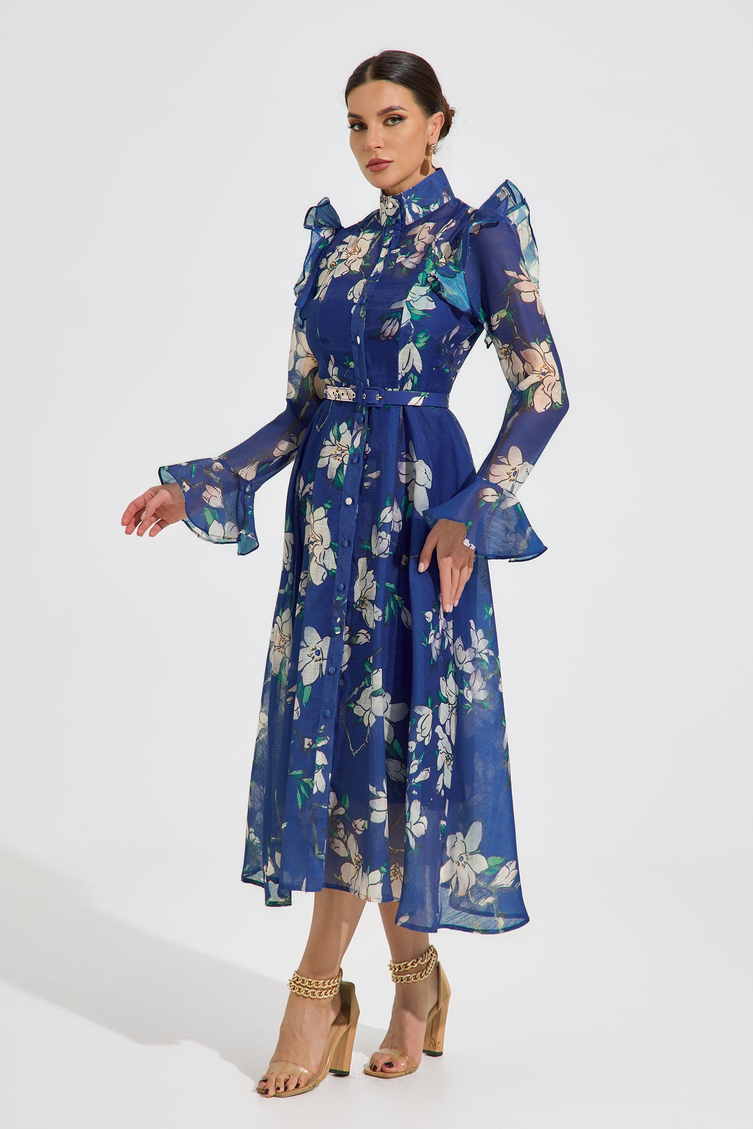 Elizabeth Bloom Chiffon Midi Dress