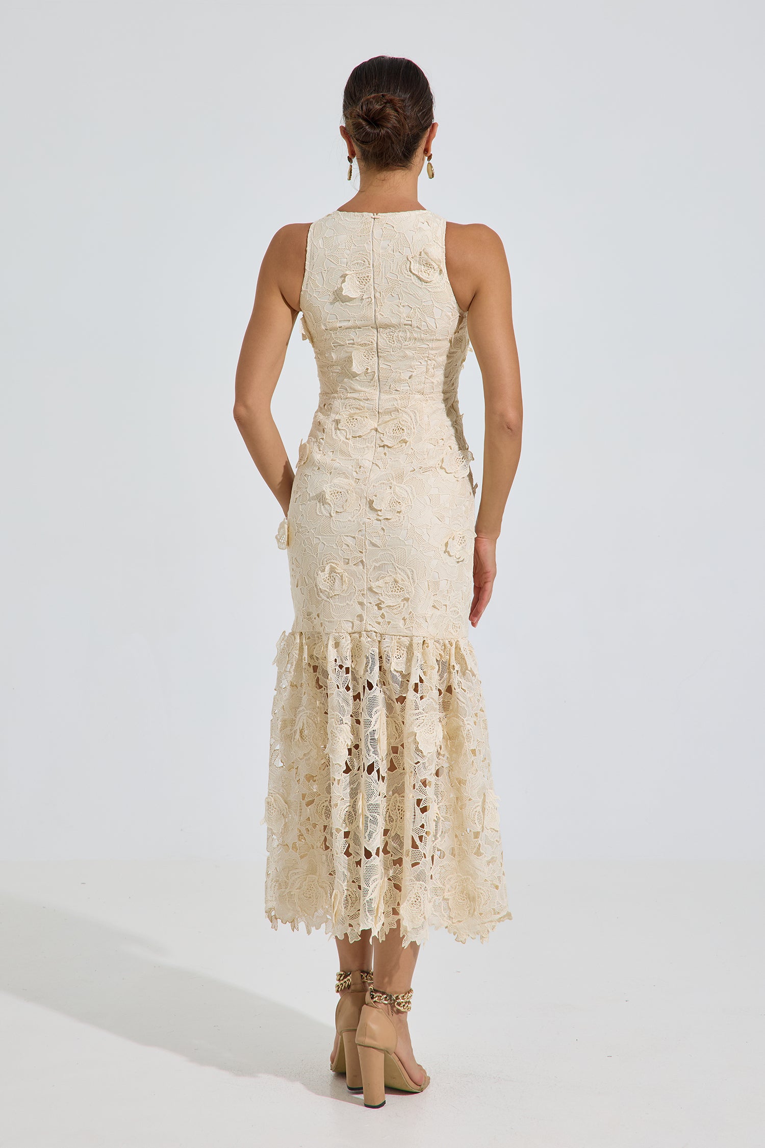 Loxleigh Ivory Lace Mermaid Midi Dress