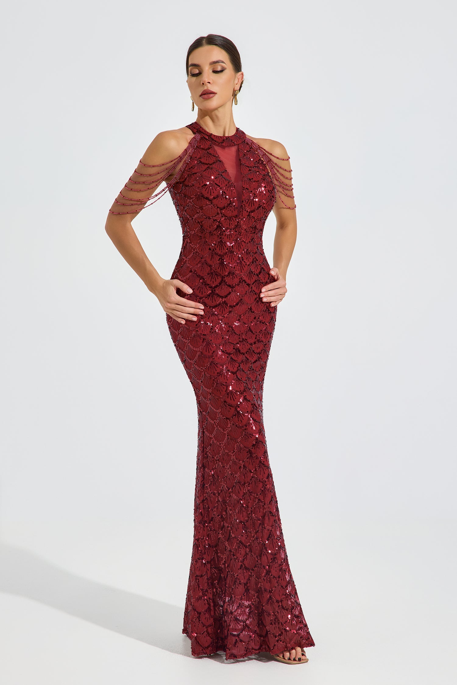 Iris Crimson Luxe Sequin Maxi Dress