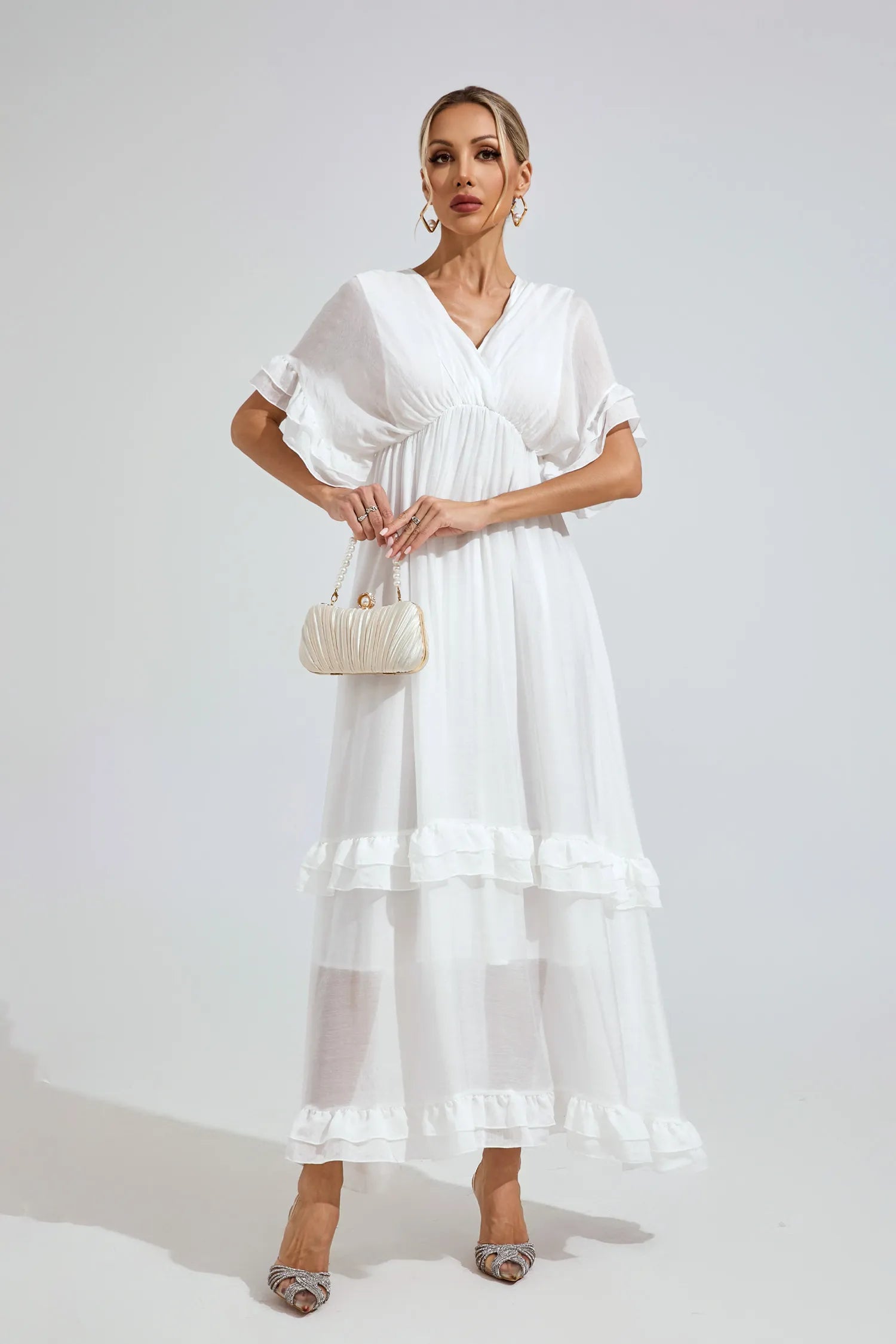 Jolene White A-line Skater Maxi Dress
