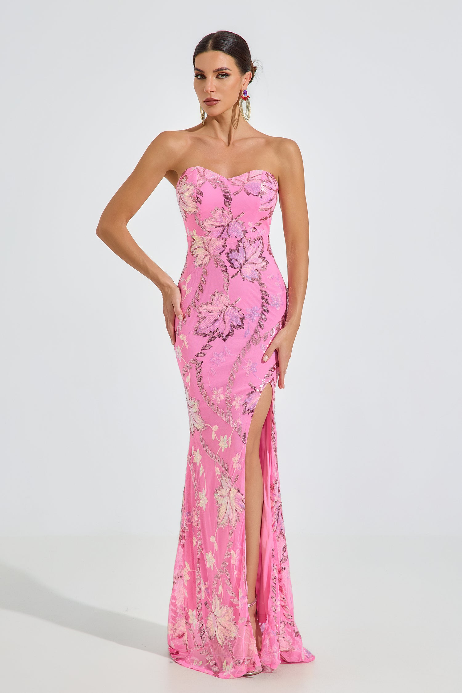 Halston Blossom Strapless Maxi Dress
