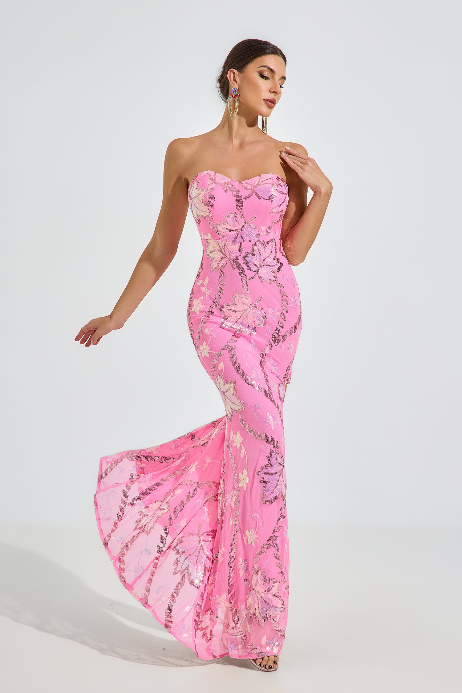 Halston Blossom Strapless Maxi Dress