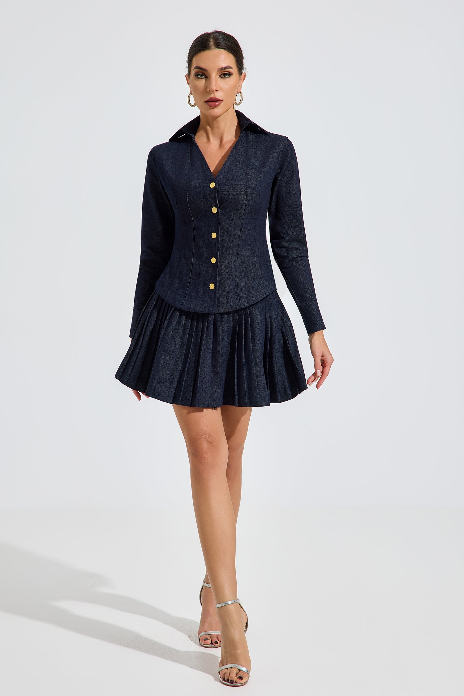 Richard Denim Pleated Mini Dress