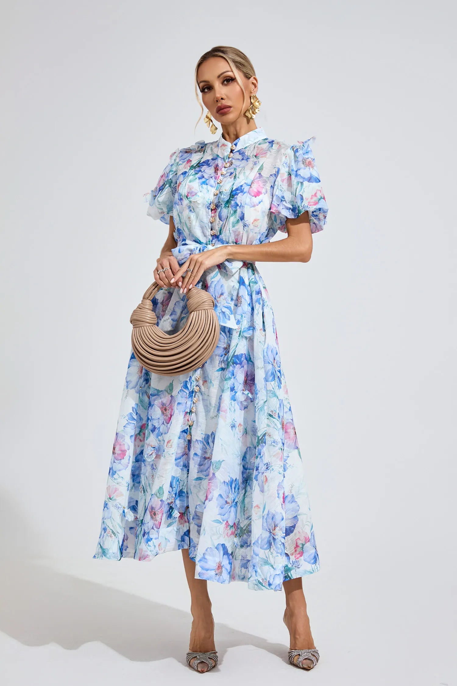 Mahini Cambridge Blue Corset Midi Dress