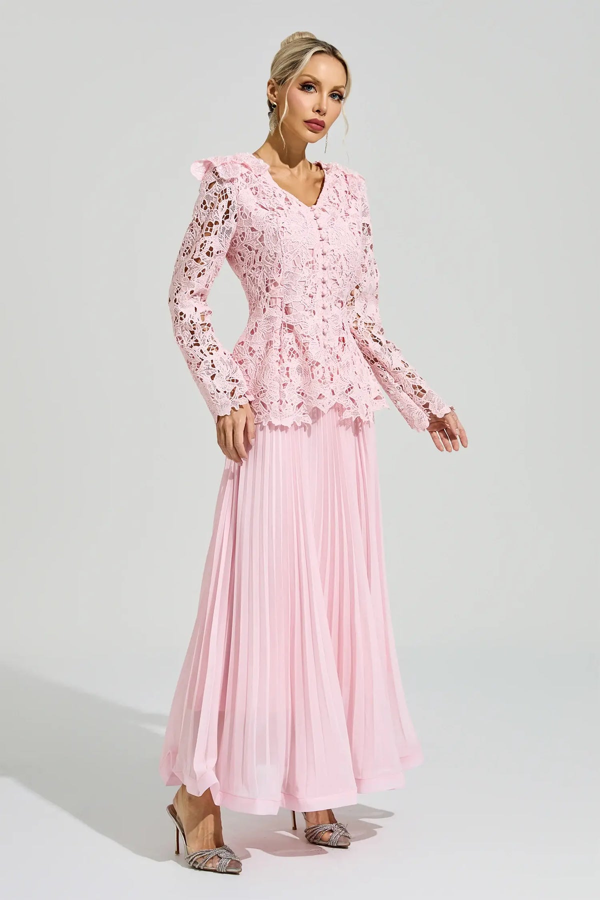 Christine Pink Lace Two Piece Set