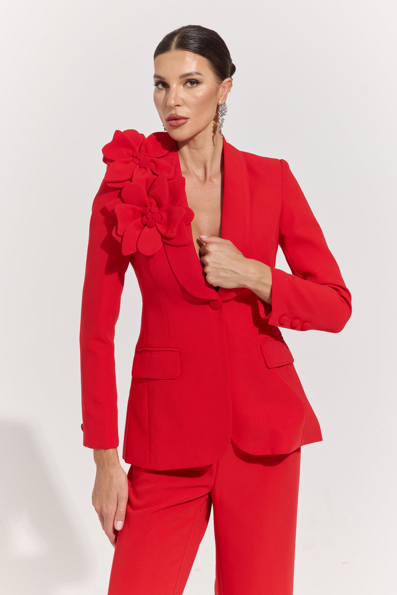 Eden Scarlet Bloom Tailored Suit