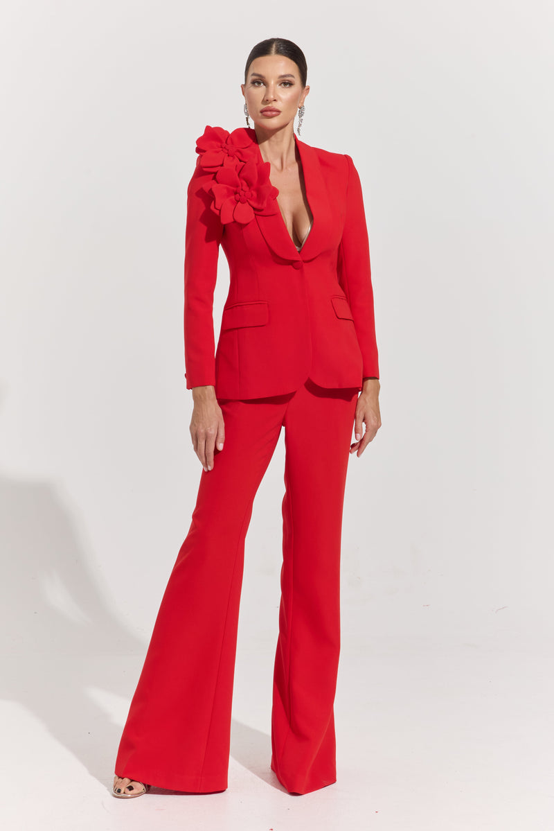 Eden Scarlet Bloom Tailored Suit