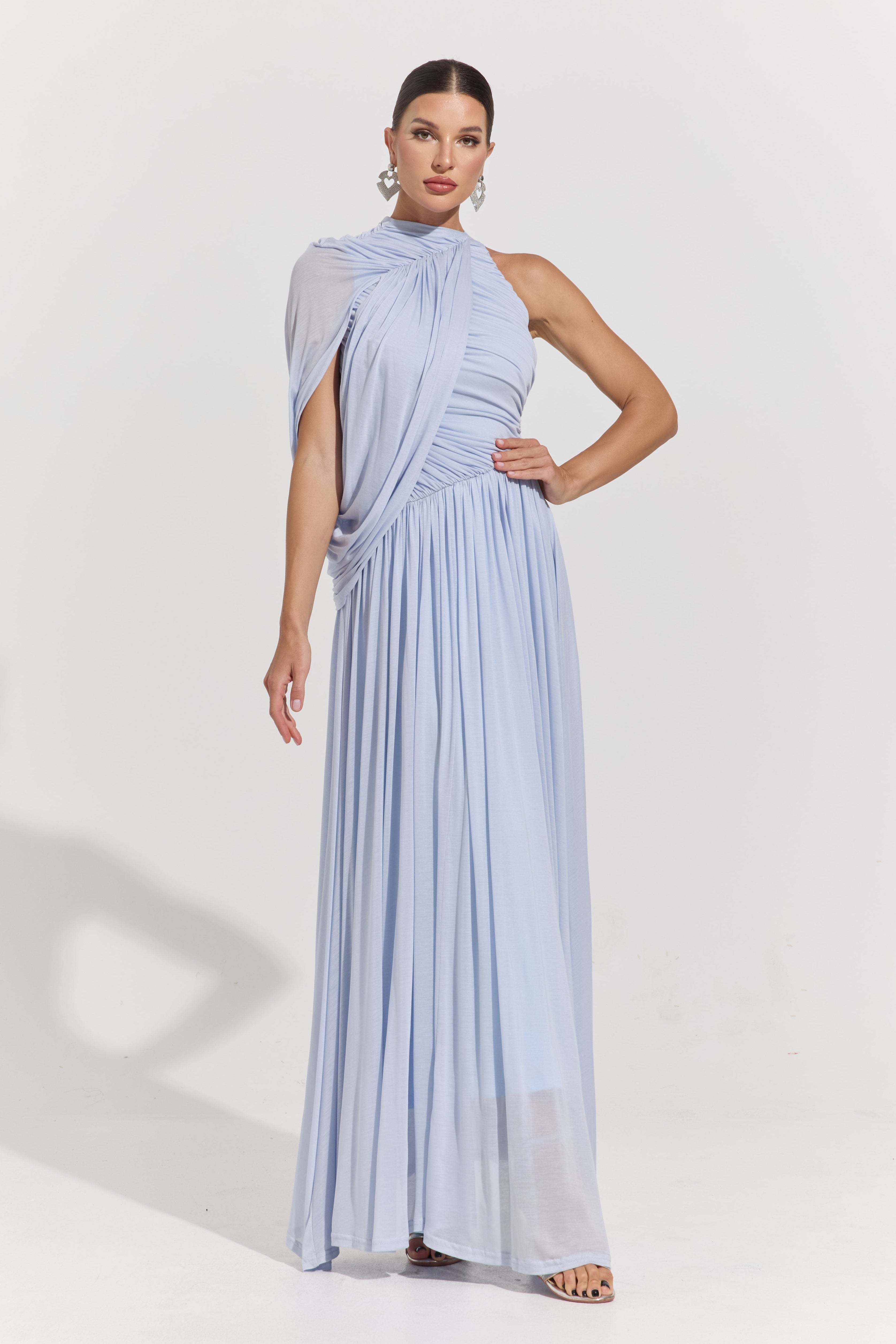 Odalys Celeste Drape One-Shoulder Maxi Dress