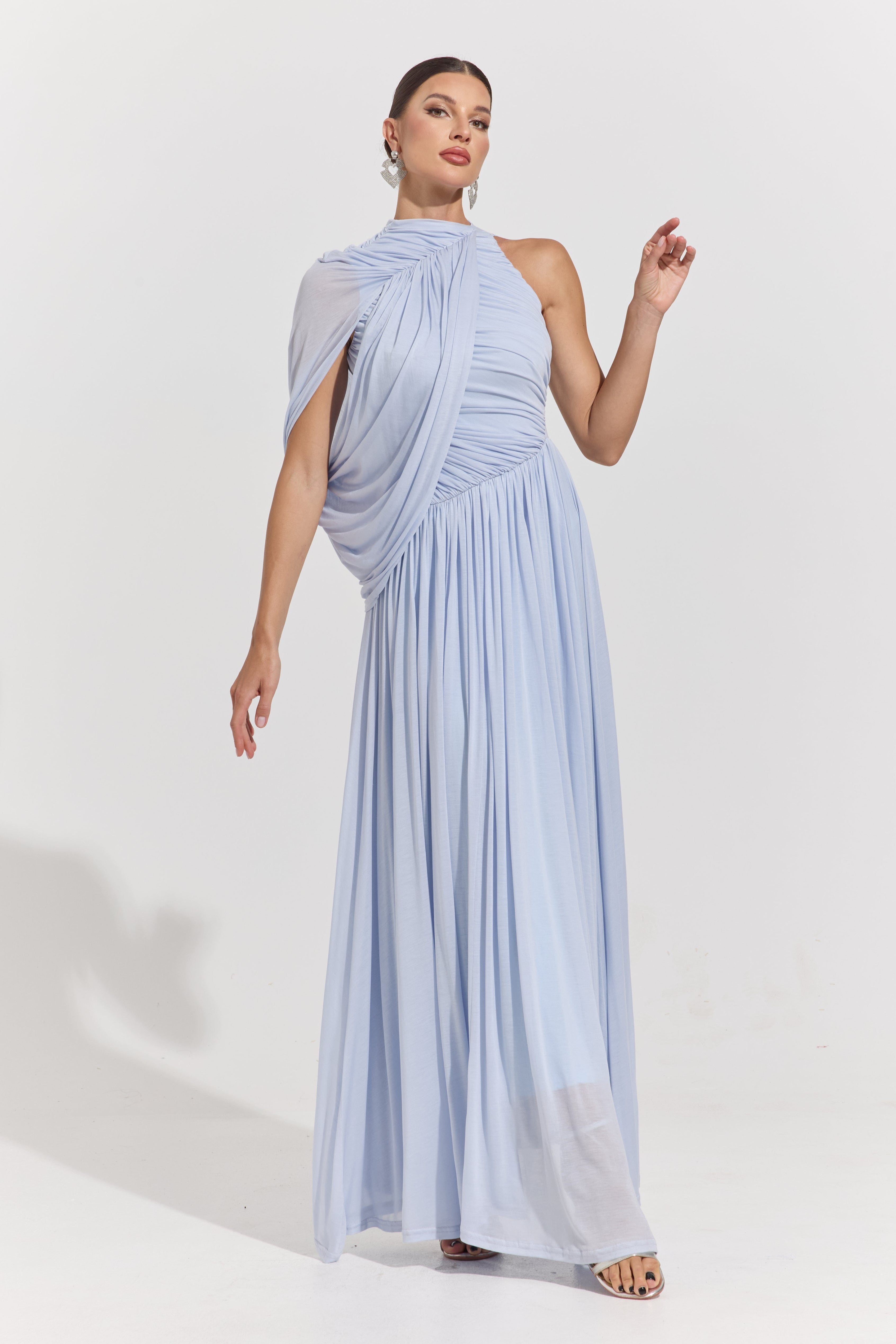 Odalys Celeste Drape One-Shoulder Maxi Dress