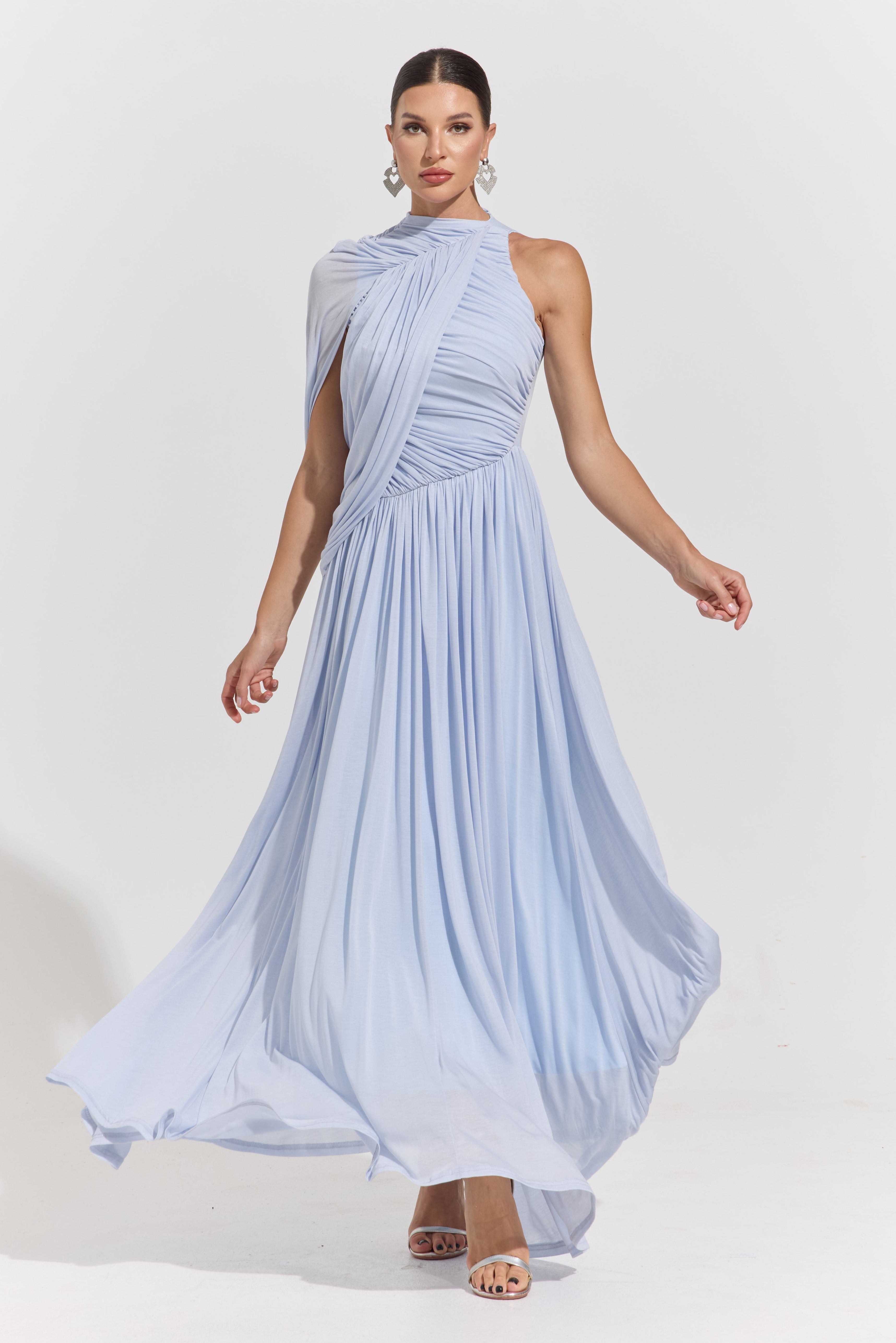 Odalys Celeste Drape One-Shoulder Maxi Dress
