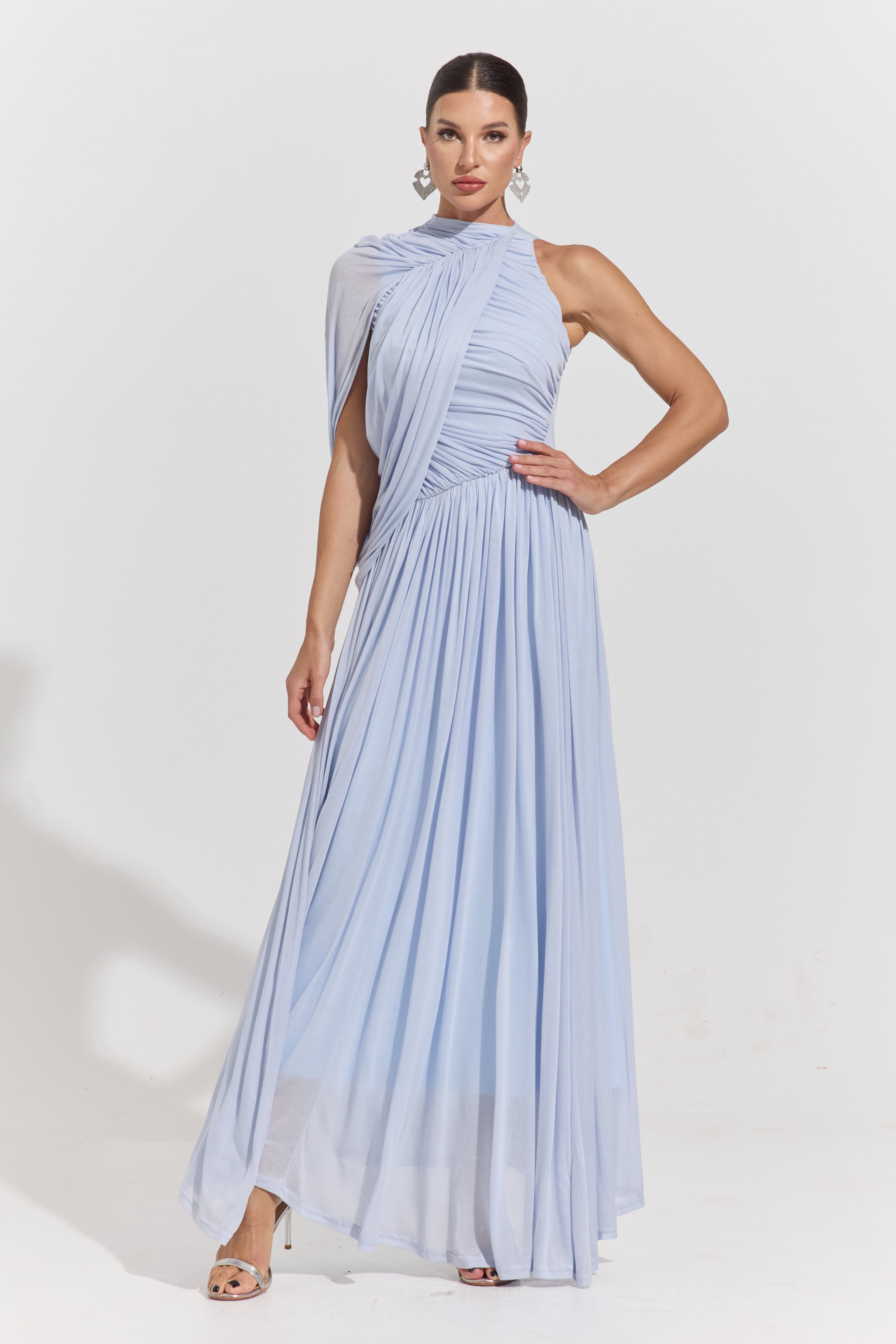 Odalys Celeste Drape One-Shoulder Maxi Dress