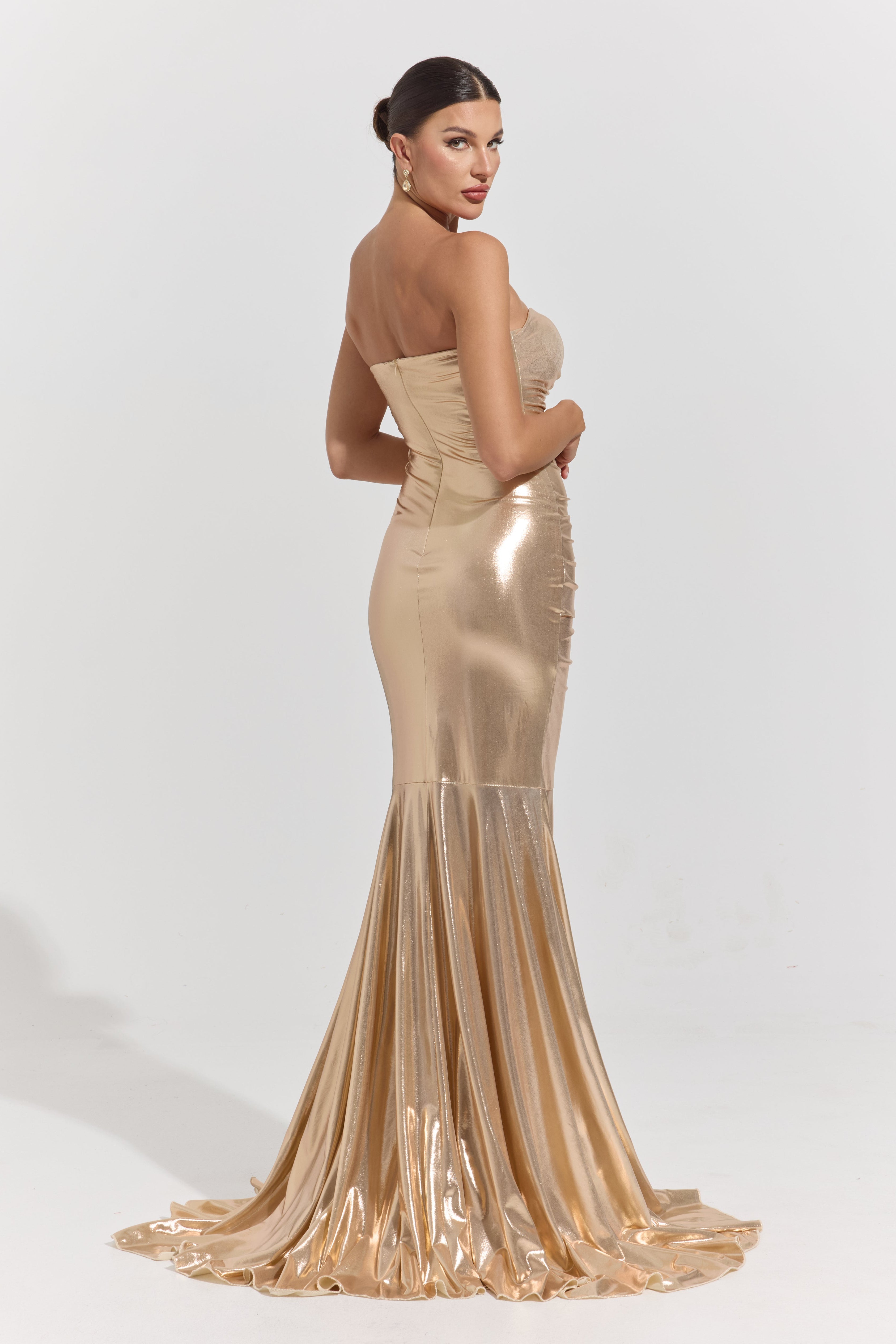 Robe longue sirène Euphora Gold drapée