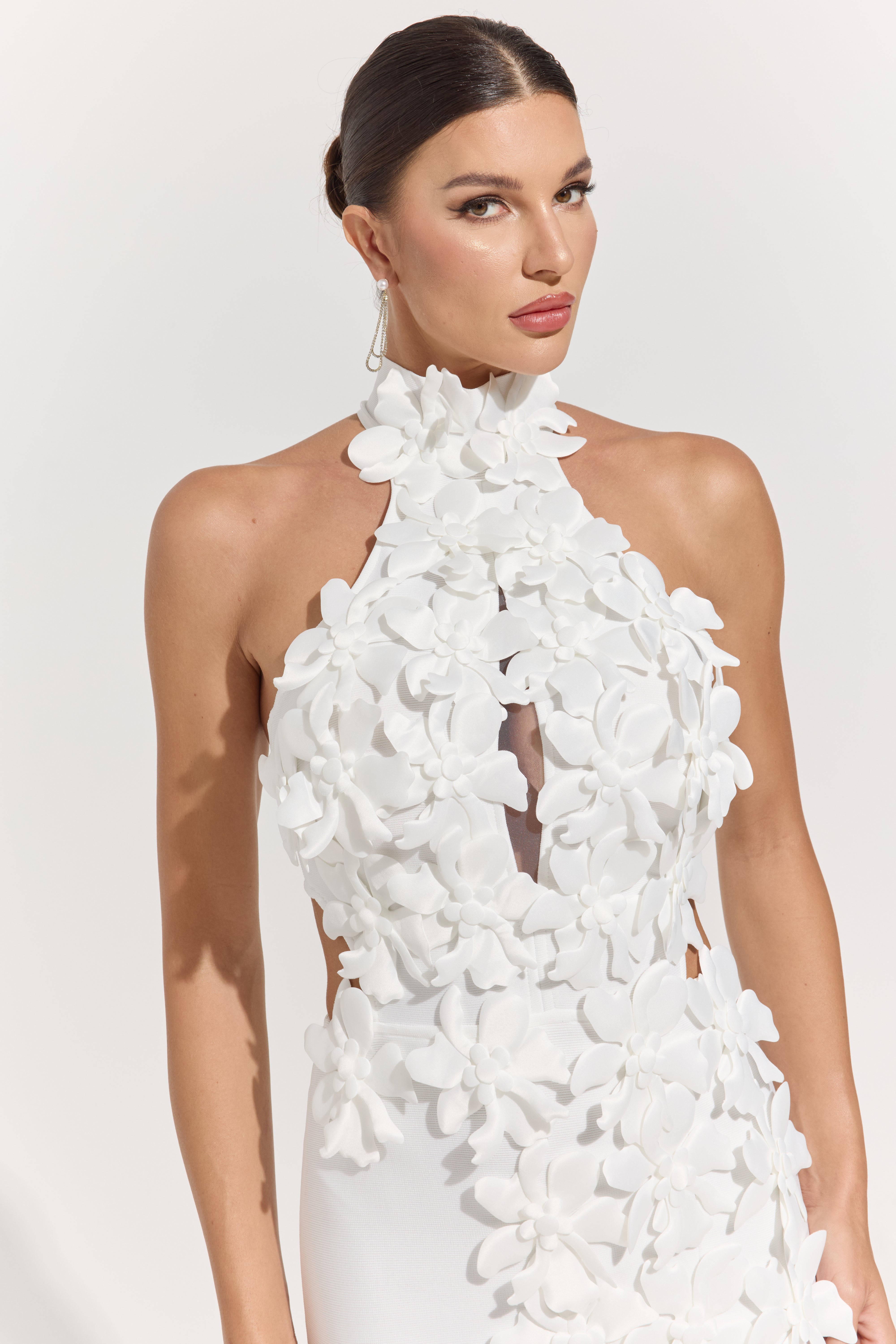 Lunessa Ivory Bloom Halter Maxi Dress