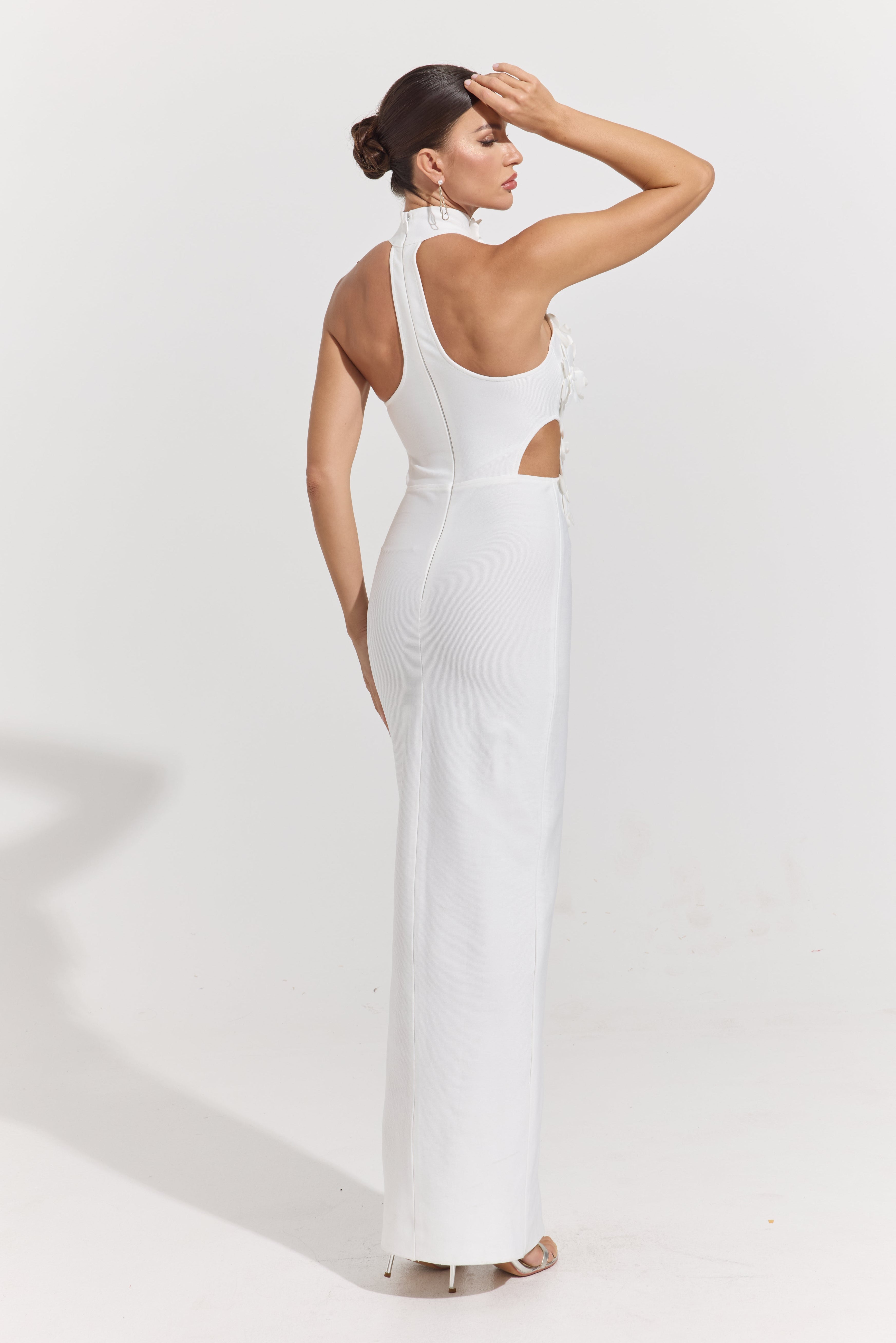 Lunessa Ivory Bloom Halter Maxi Dress