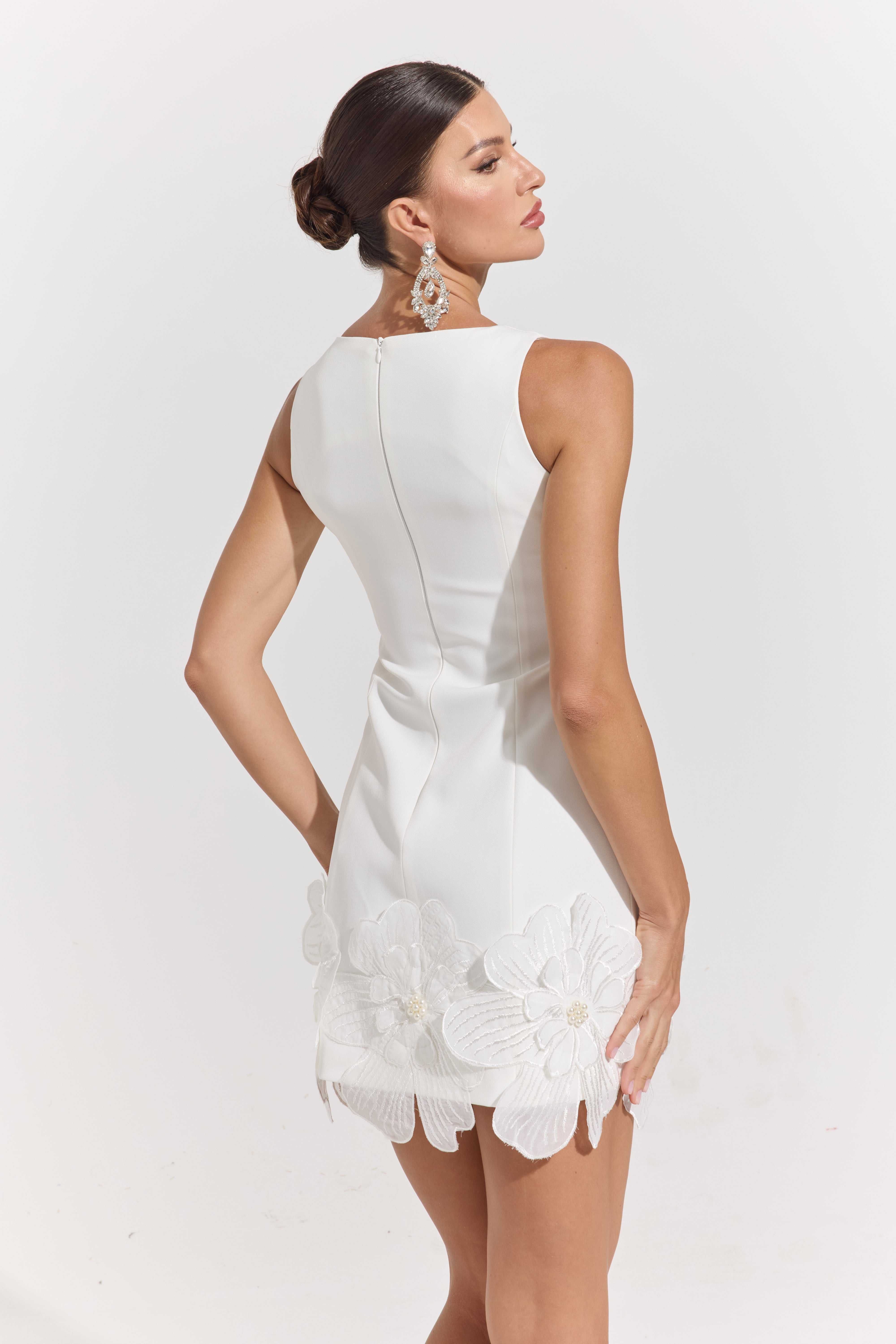 Delyse White Petal Charm Mini Dress