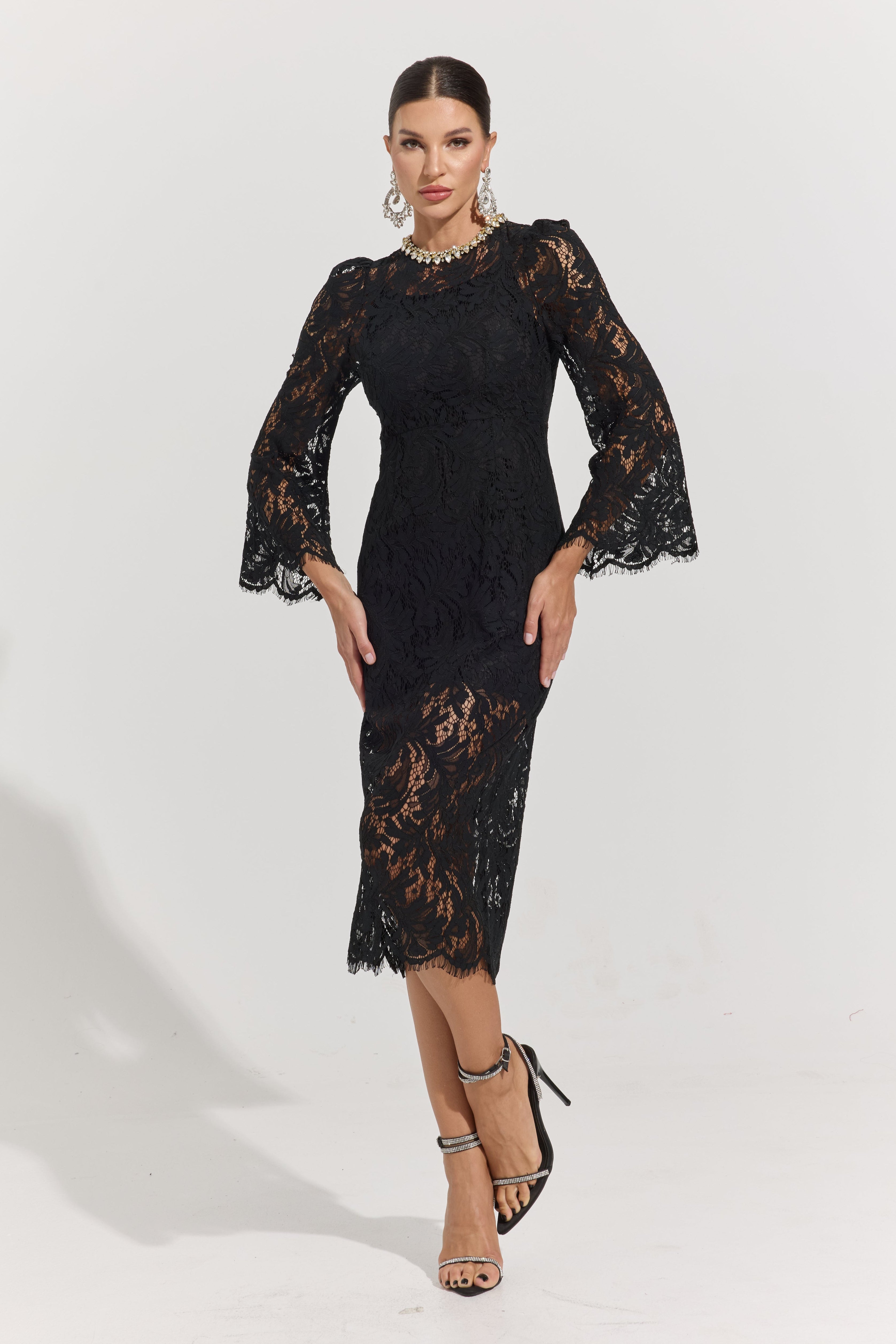 Sia Noir Romance Lace Midi Dress