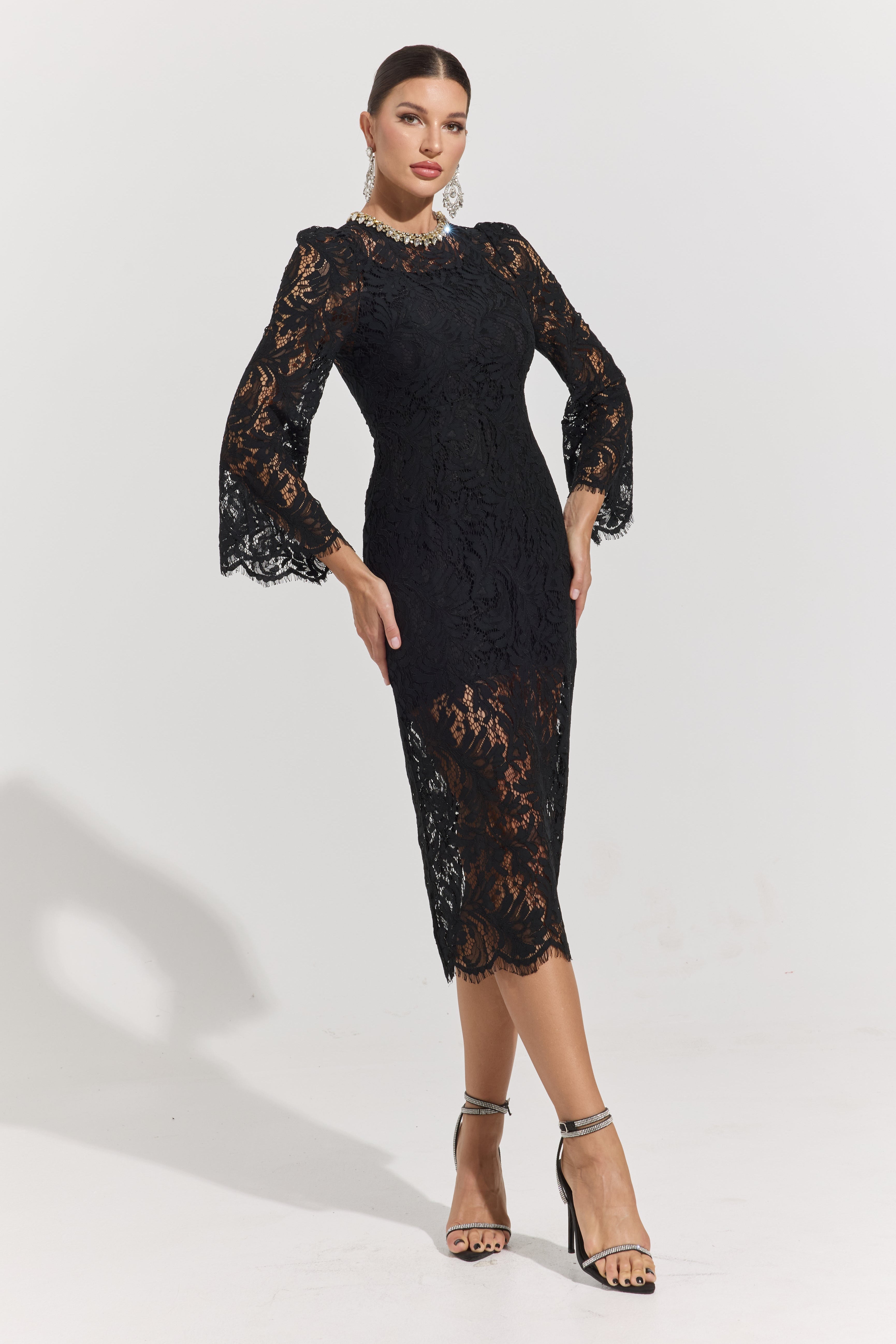 Sia Noir Romance Lace Midi Dress