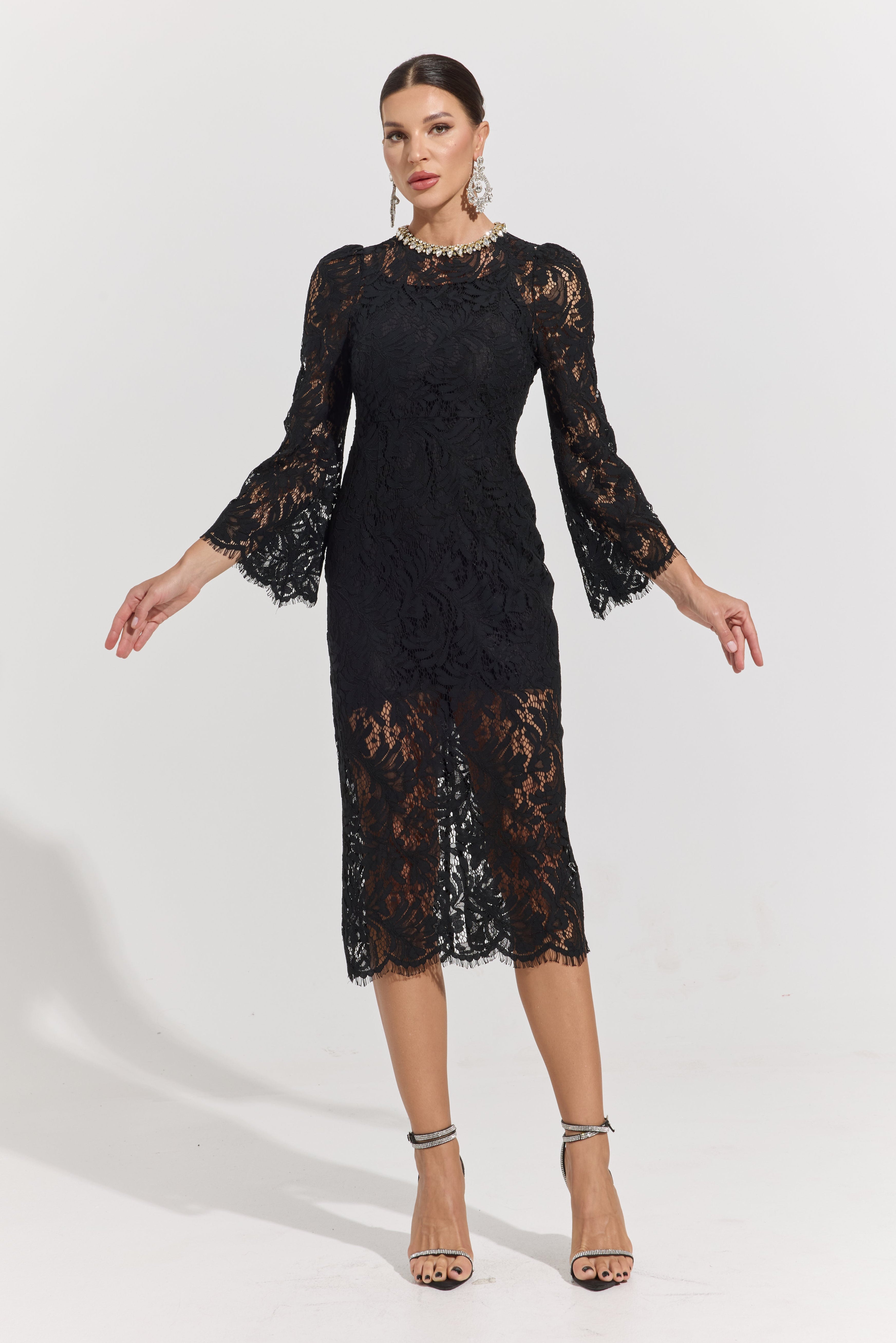 Sia Noir Romance Lace Midi Dress