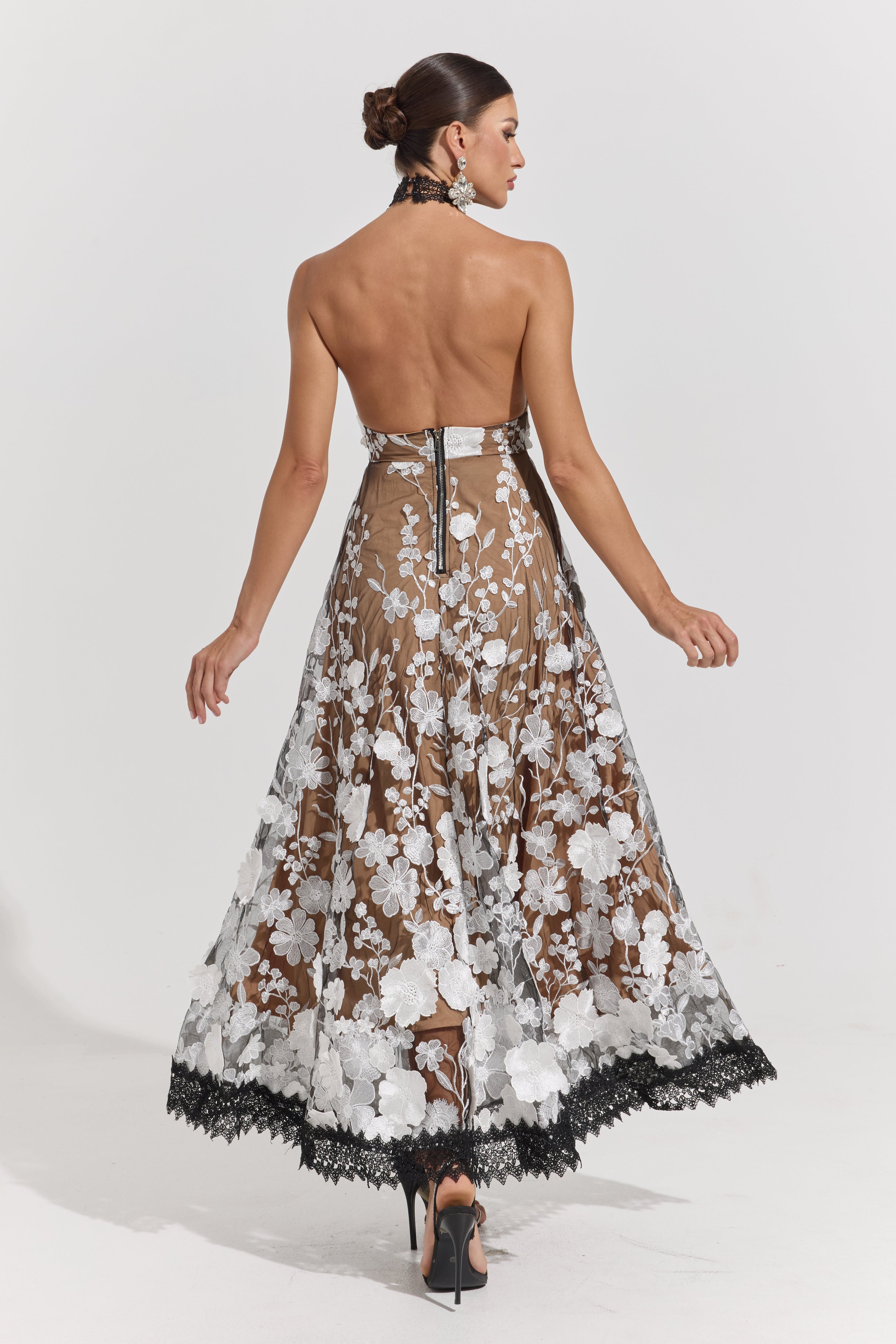 Gianna Garden Illusion Halter Maxi Dress