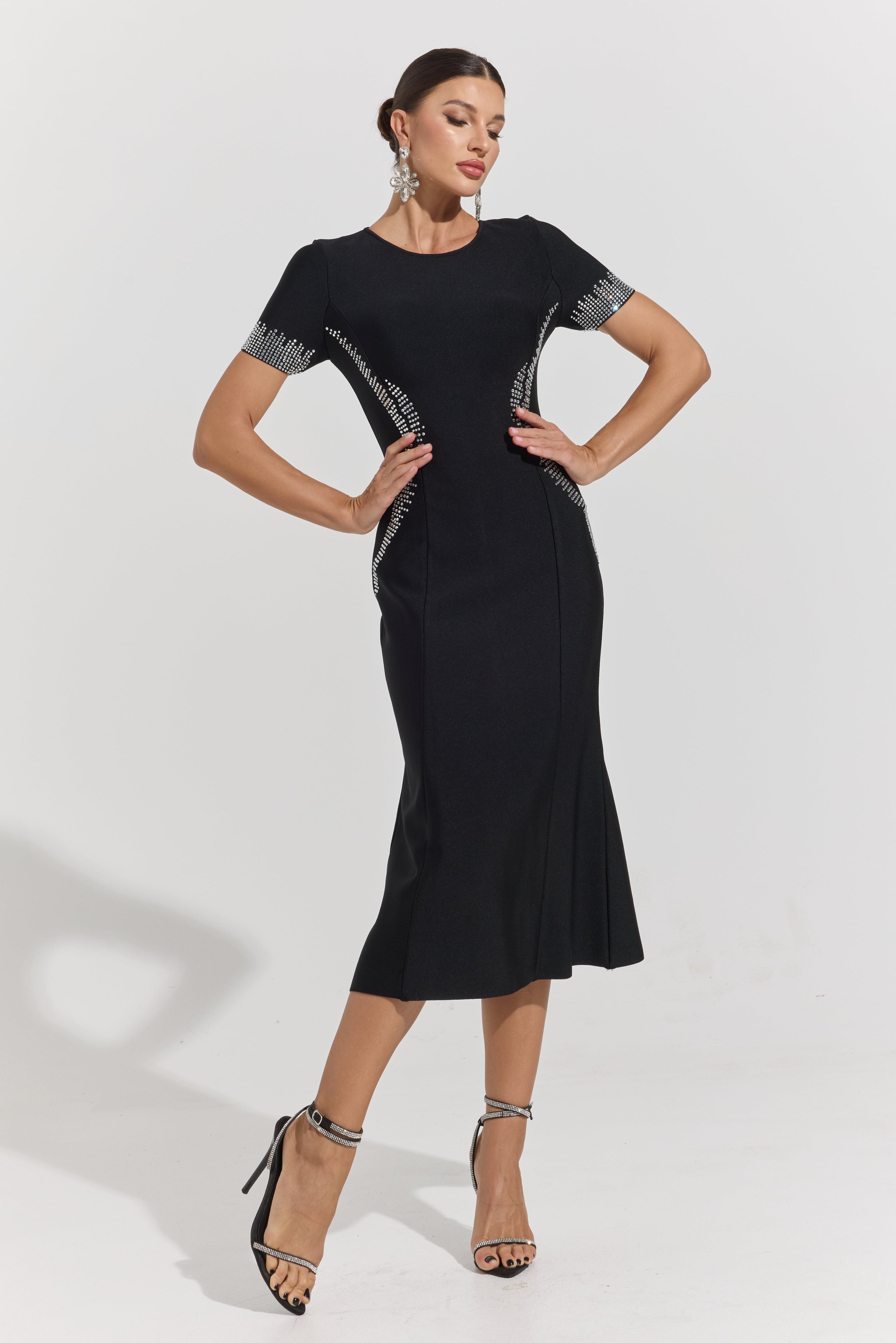 Phoebe Sculpt Embellished Midi Dress