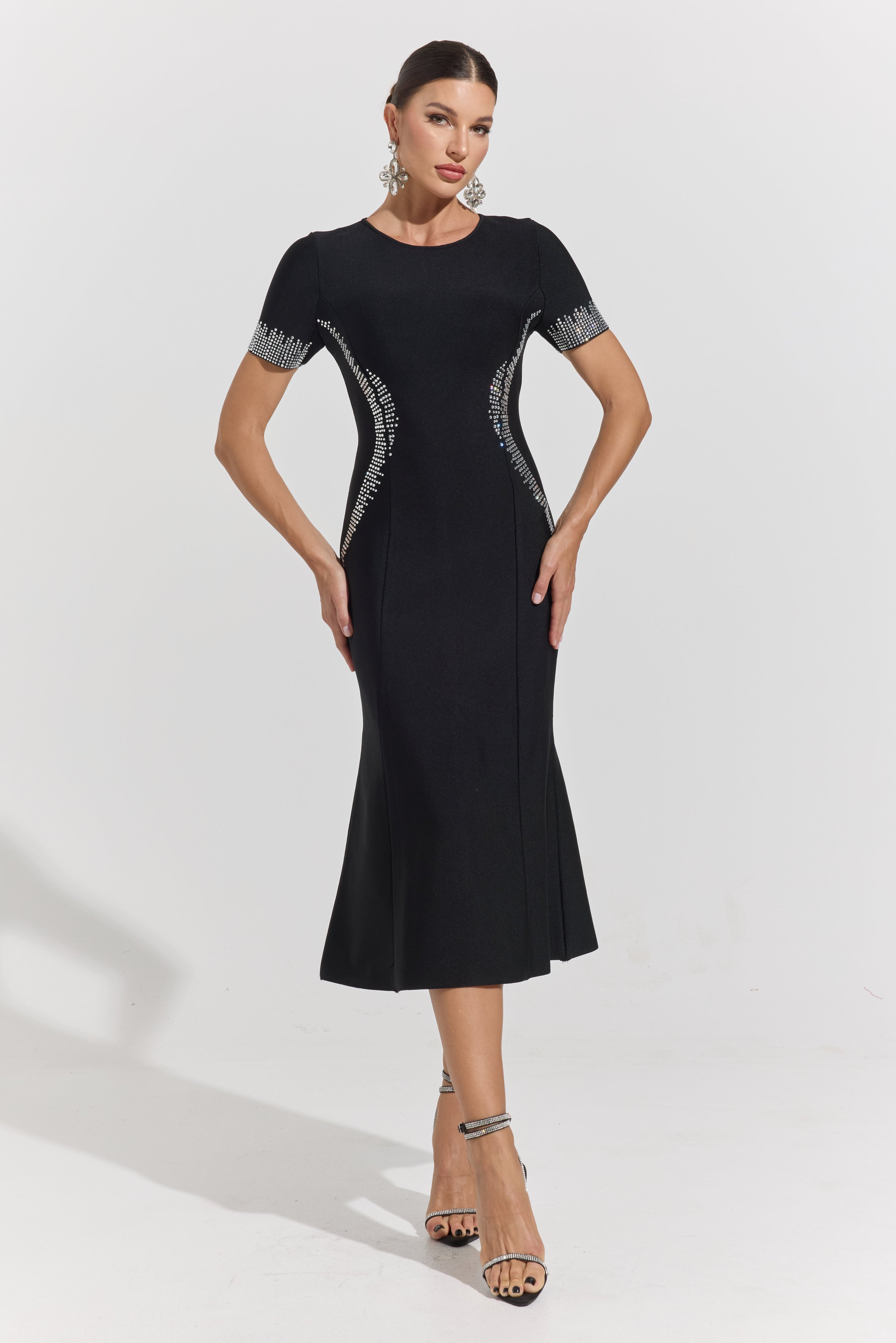Phoebe Sculpt Embellished Midi Dress