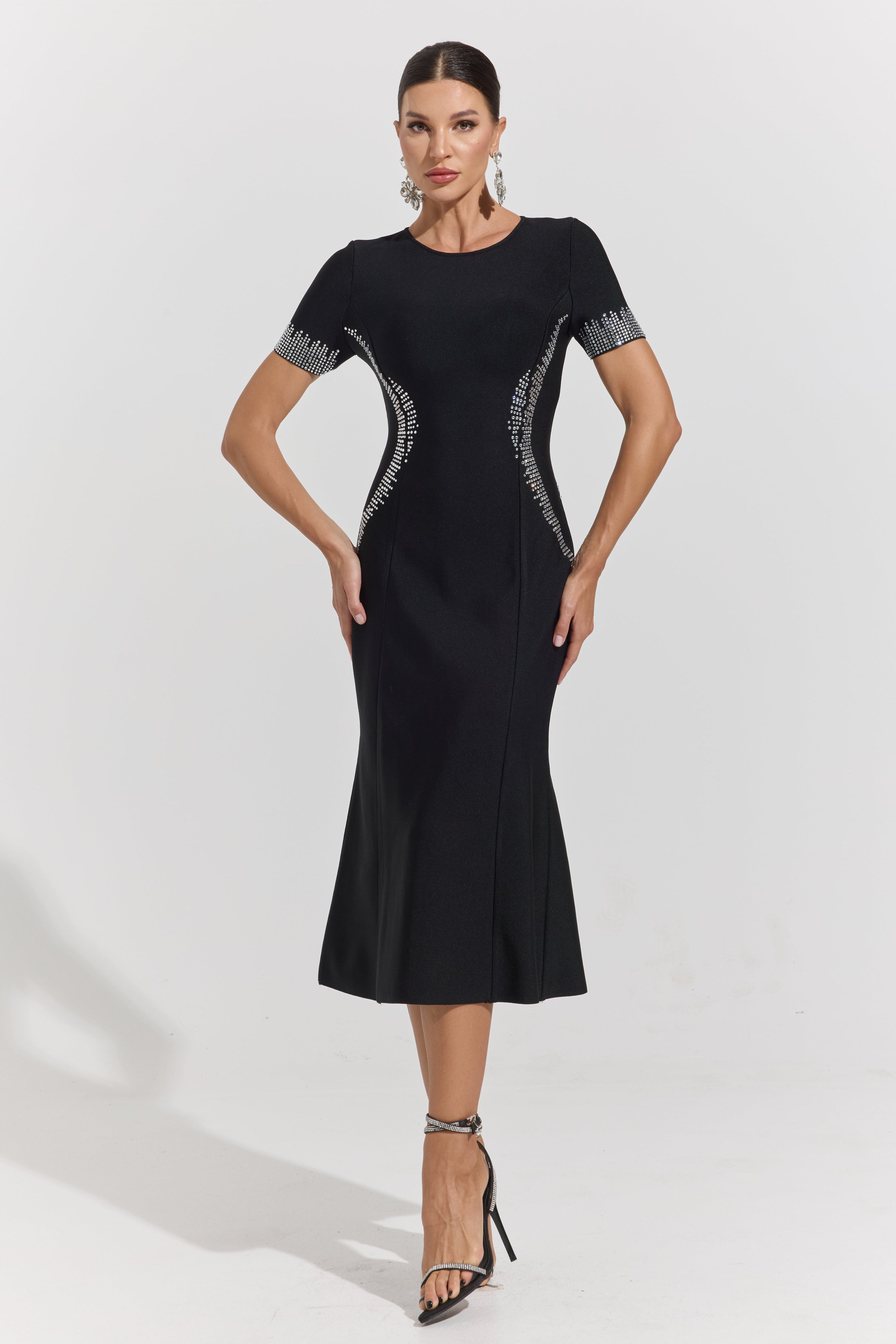 Phoebe Sculpt Embellished Midi Dress