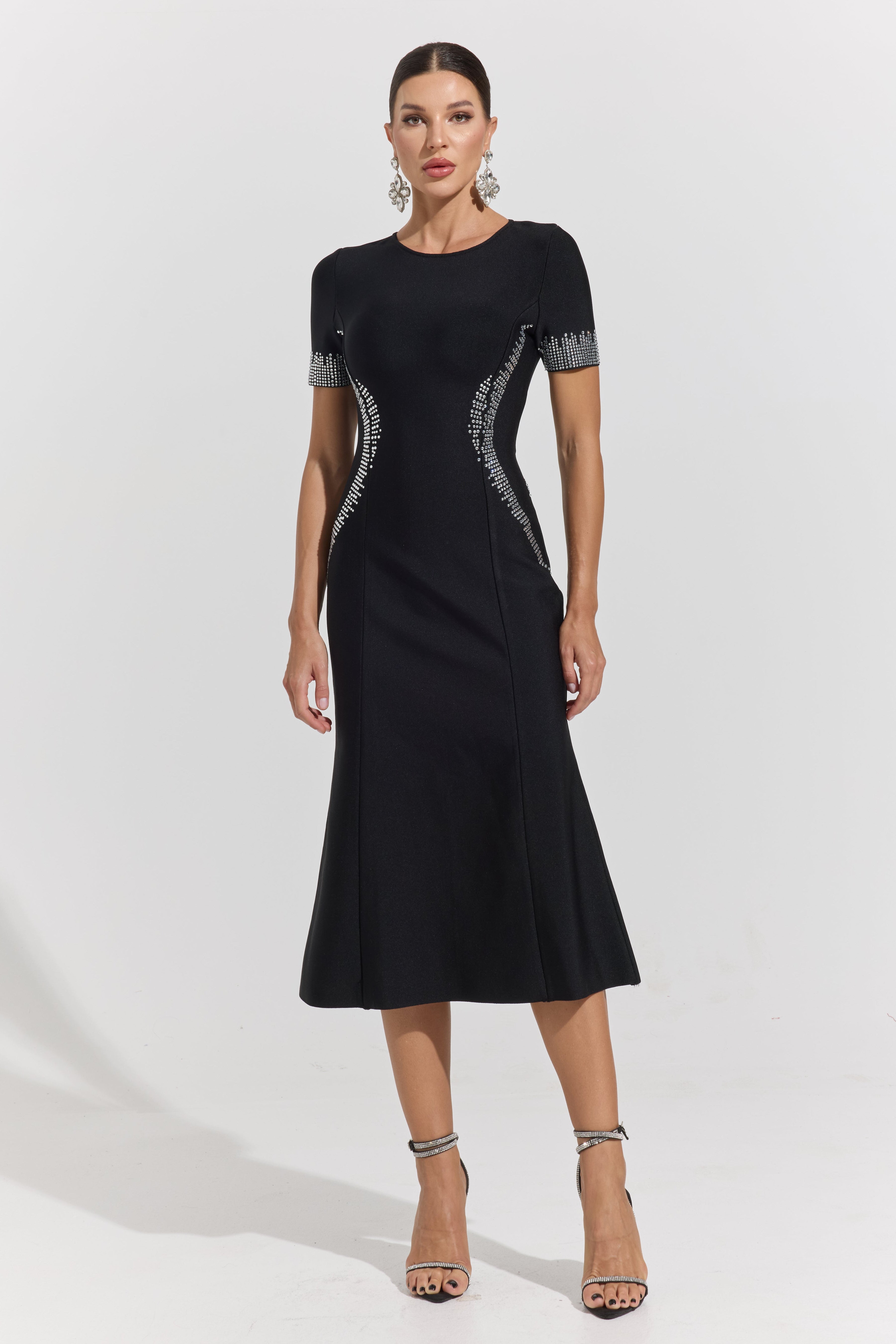 Phoebe Sculpt Embellished Midi Dress