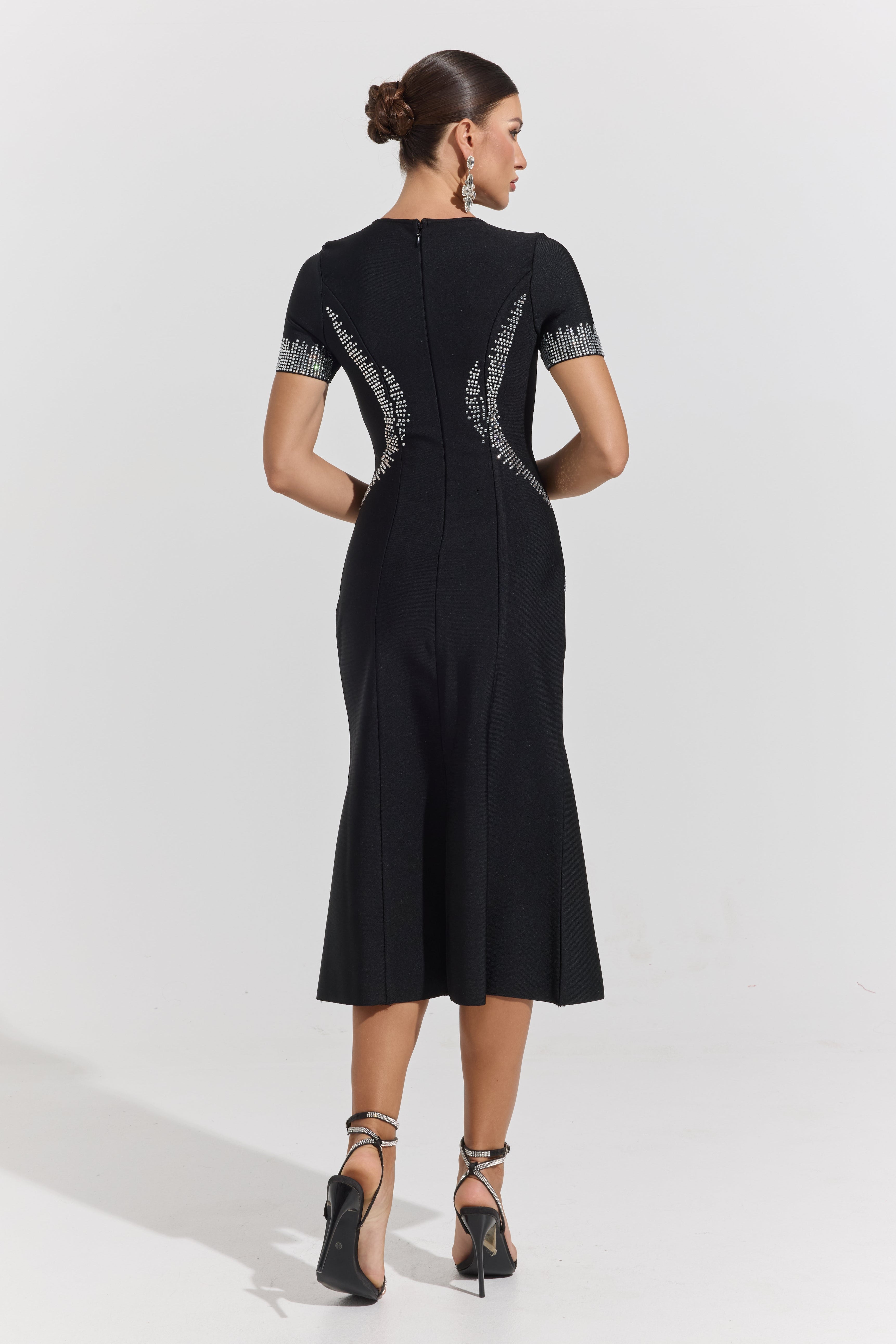 Phoebe Sculpt Embellished Midi Dress