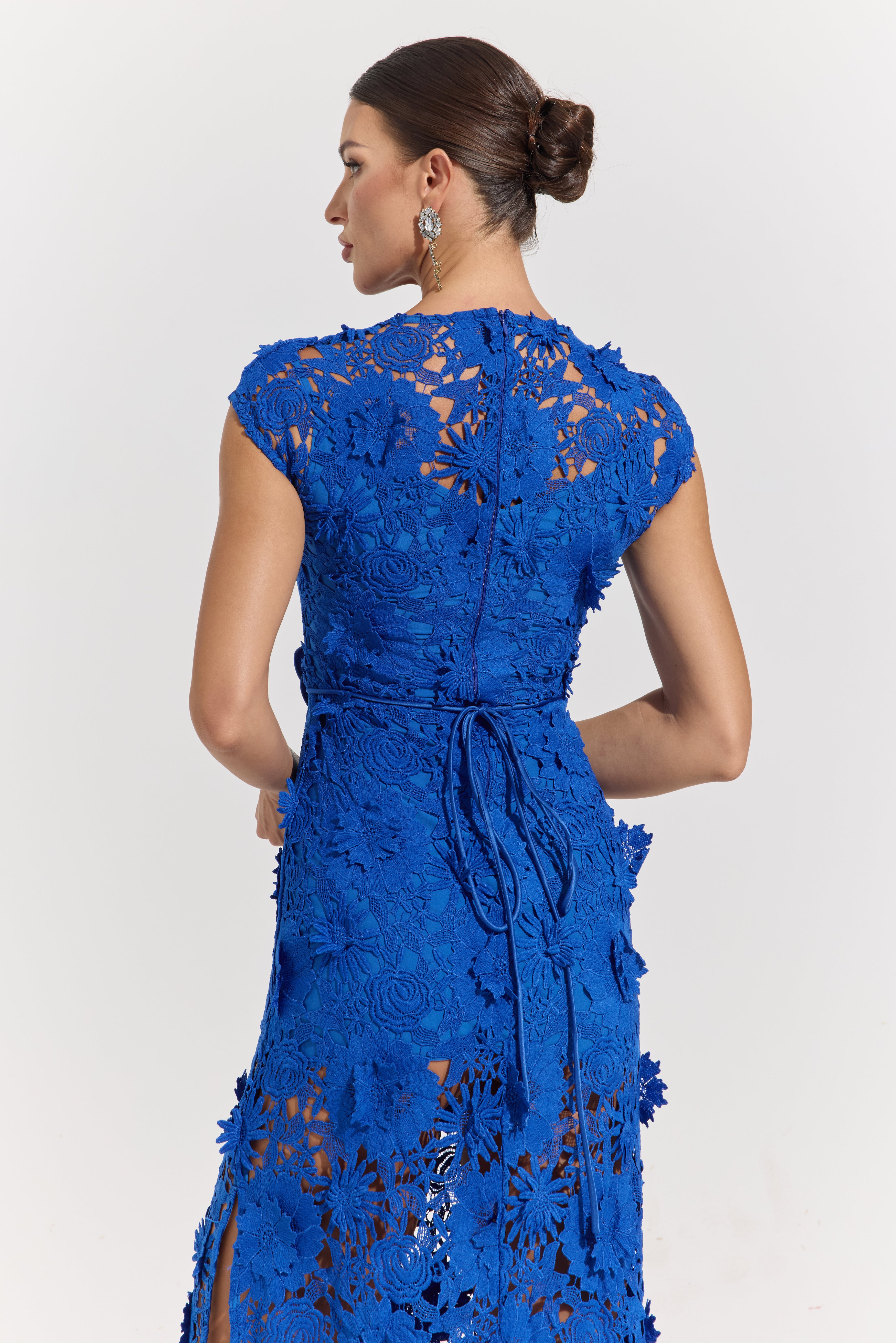 Isolde Blue Garden Lace Maxi Dress