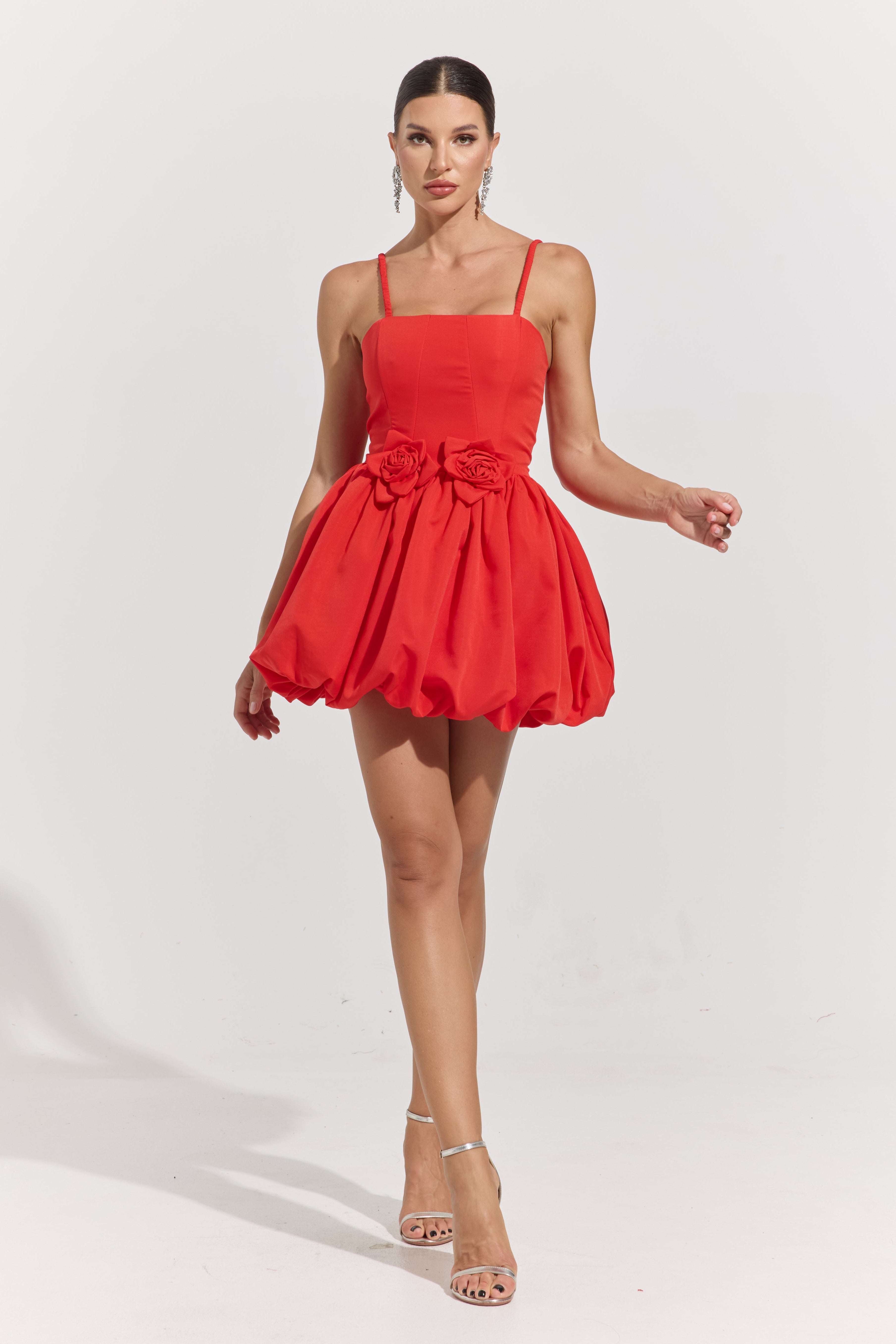 Ginevra Rosette Bubble Mini Dress