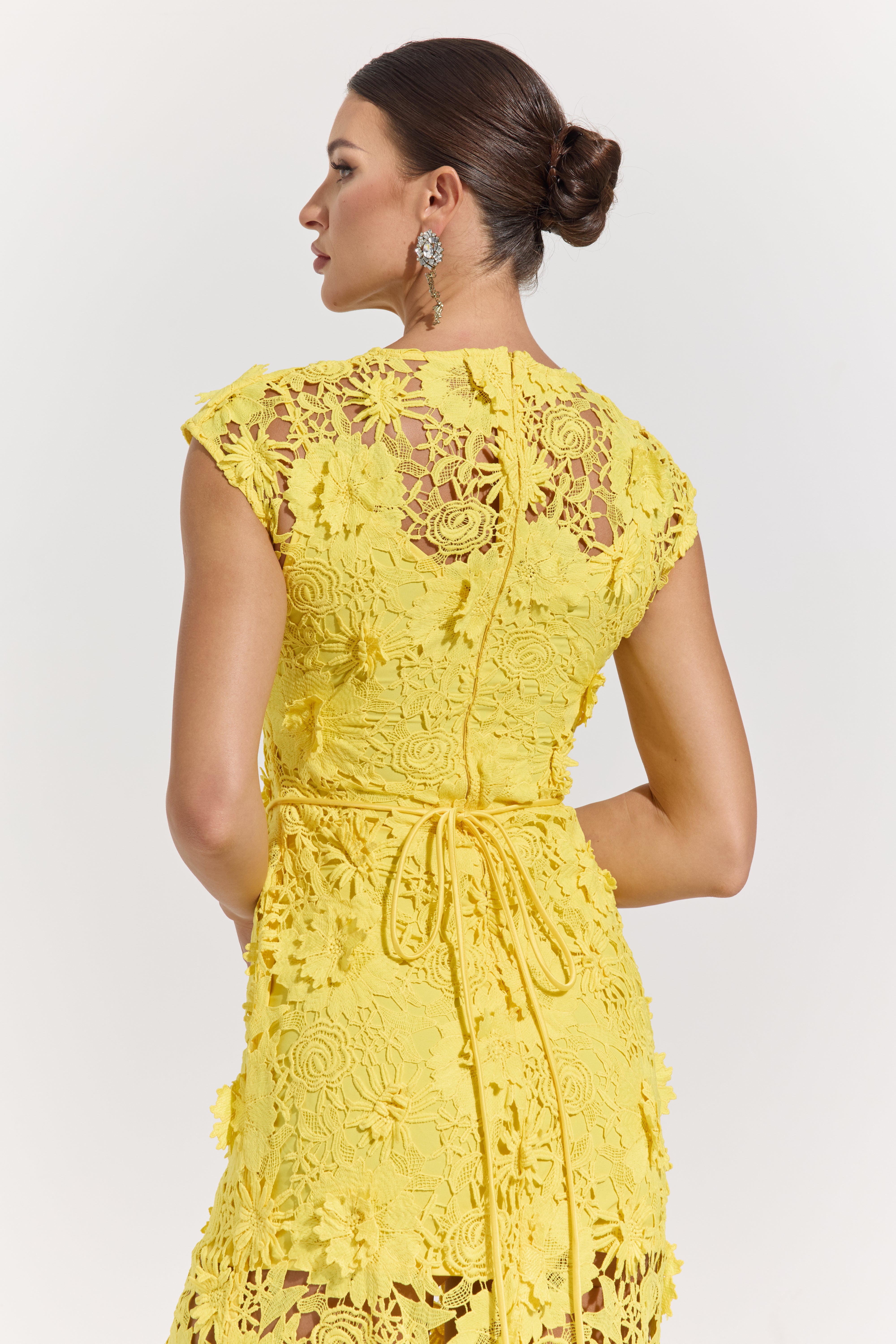 Isolde Yellow Garden Lace Maxi Dress