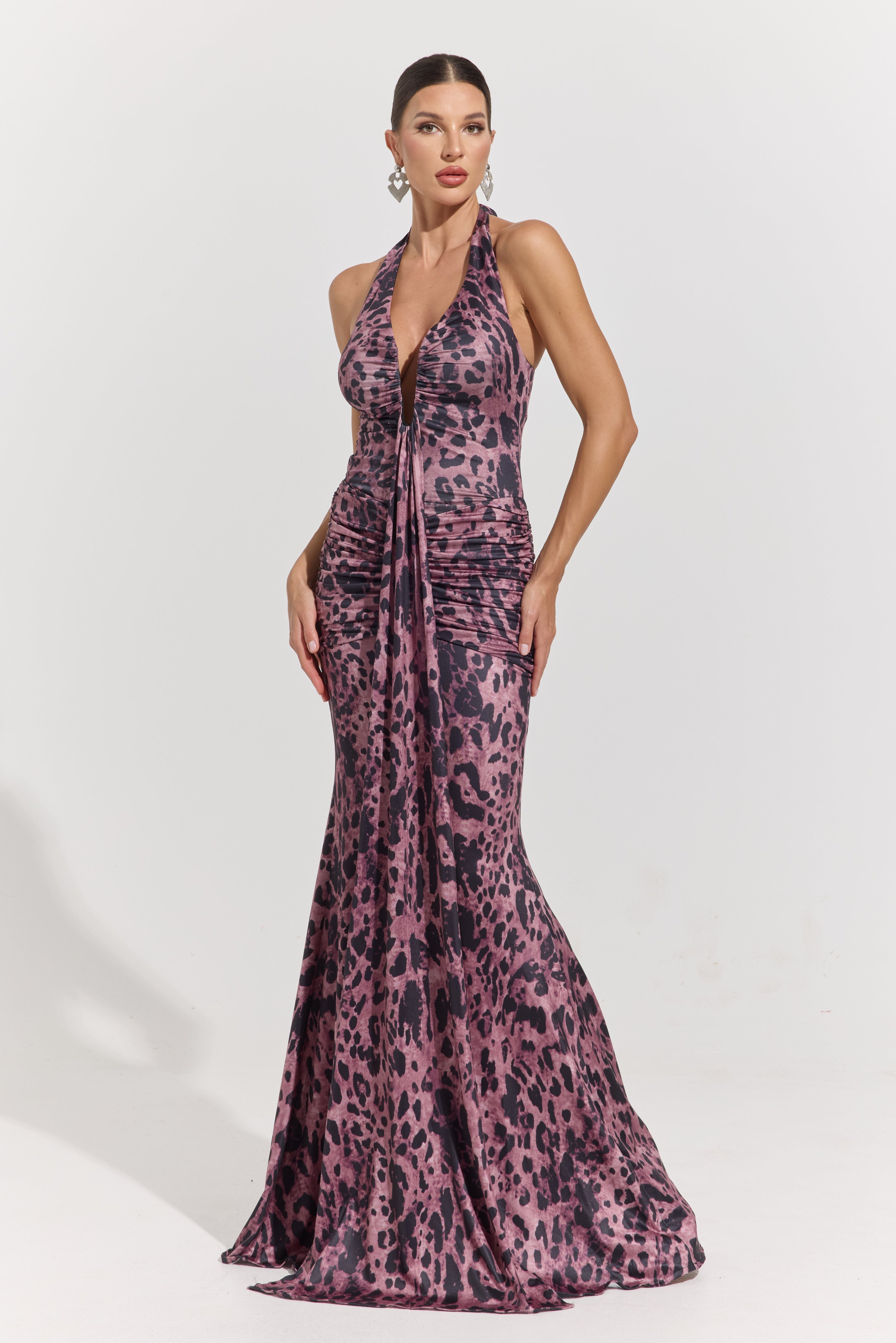 Pascale Orchid Halter Mermaid Maxi Dress