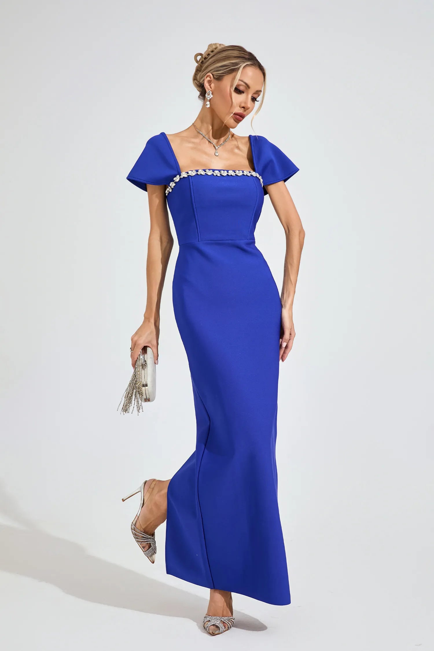 Lousia Blue Diamond Maxi Dress