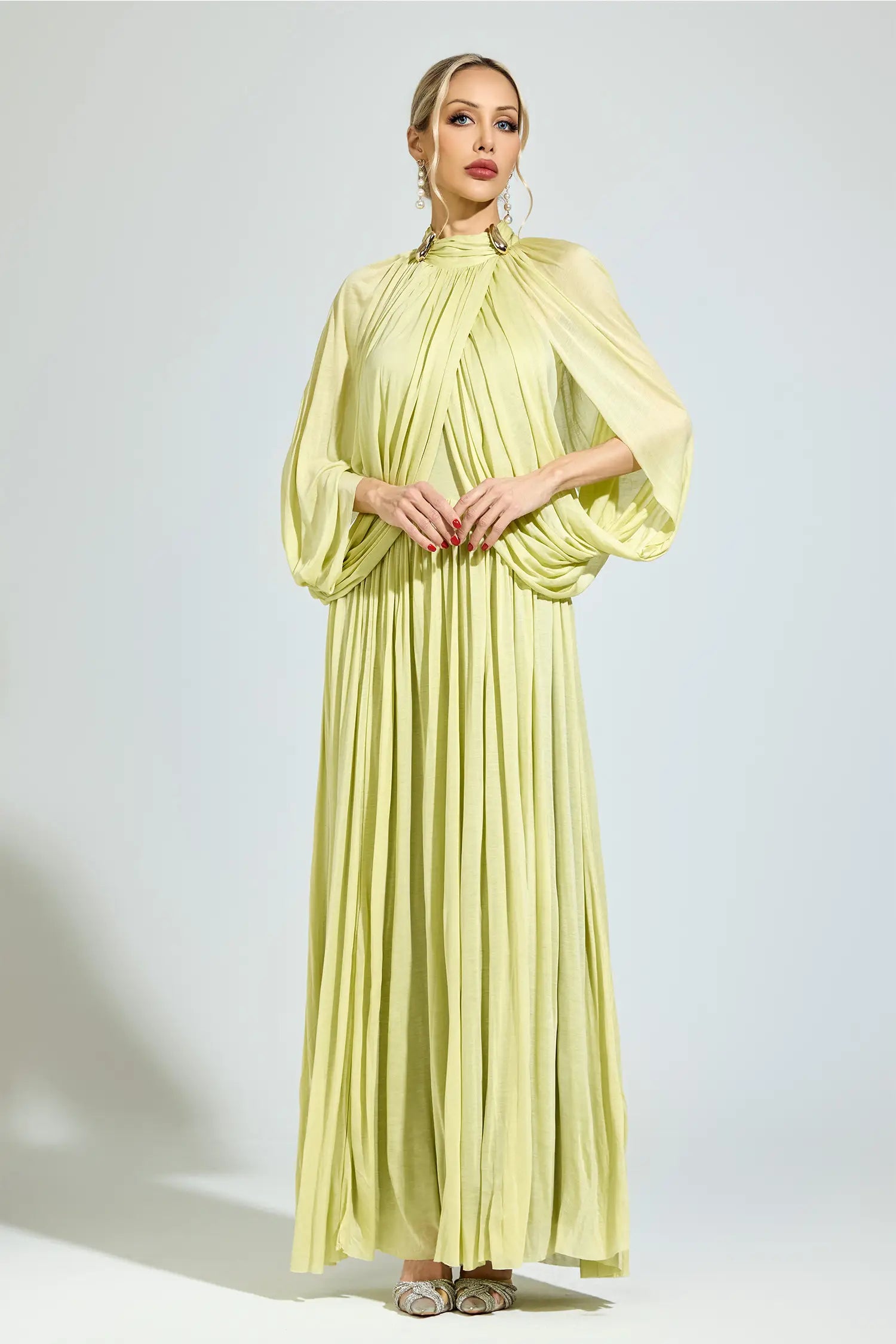 Michelle Green Pleated Maxi Dress