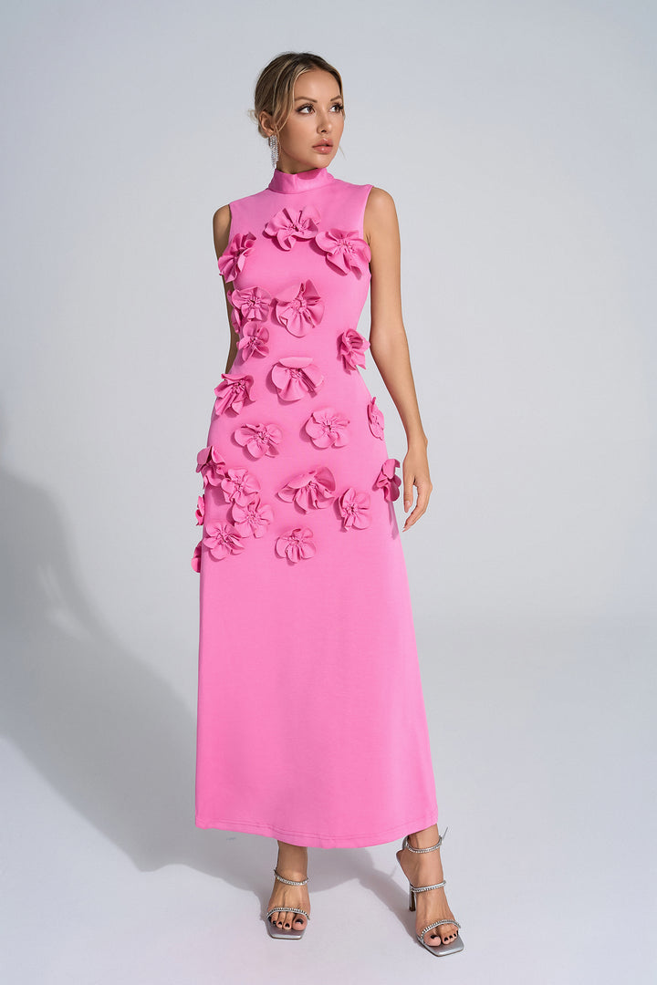 Mafali Bow-Tie Faux-Flower Embellished Maxi Dress